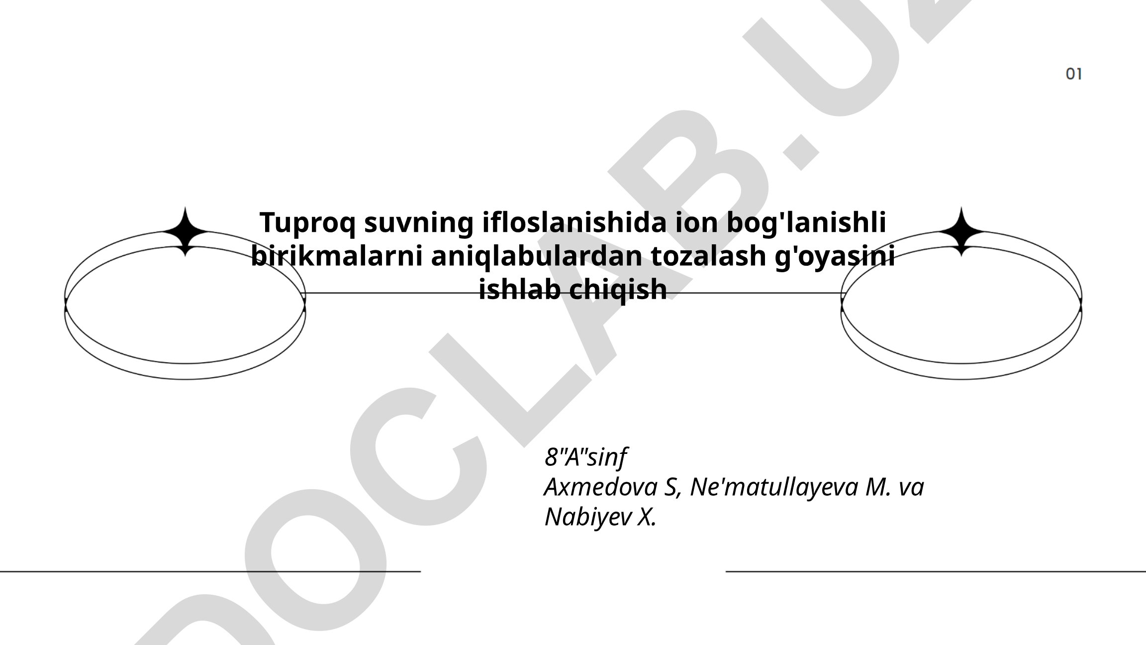 Tuproq suvning ifloslanishida ion bog'lanishli birikmalarni aniqlash va tozalash