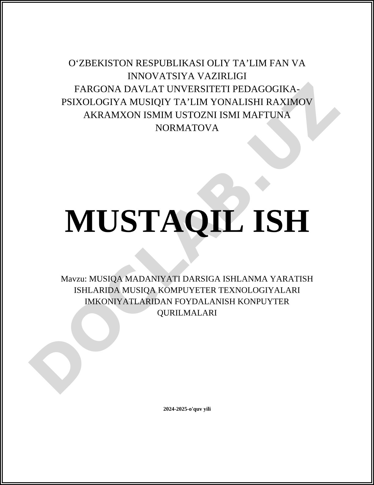 Musiqa madaniyati darsiga ishlanma yaratish ishlarida musiqa kompyuter texnologiyalari imkoniyatlaridan foydalanish