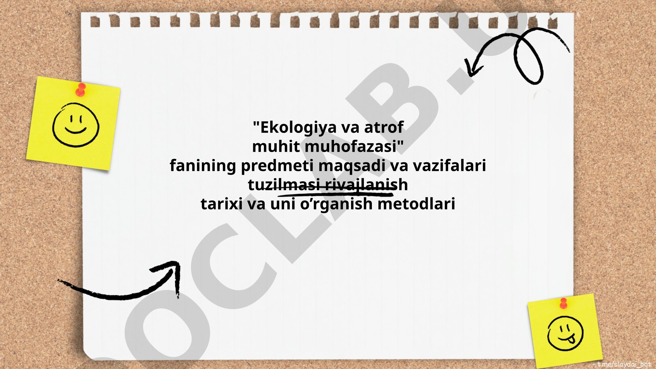 Ekologiya va atrof muhit muhofazasi fanining predmeti maqsadi va vazifalari