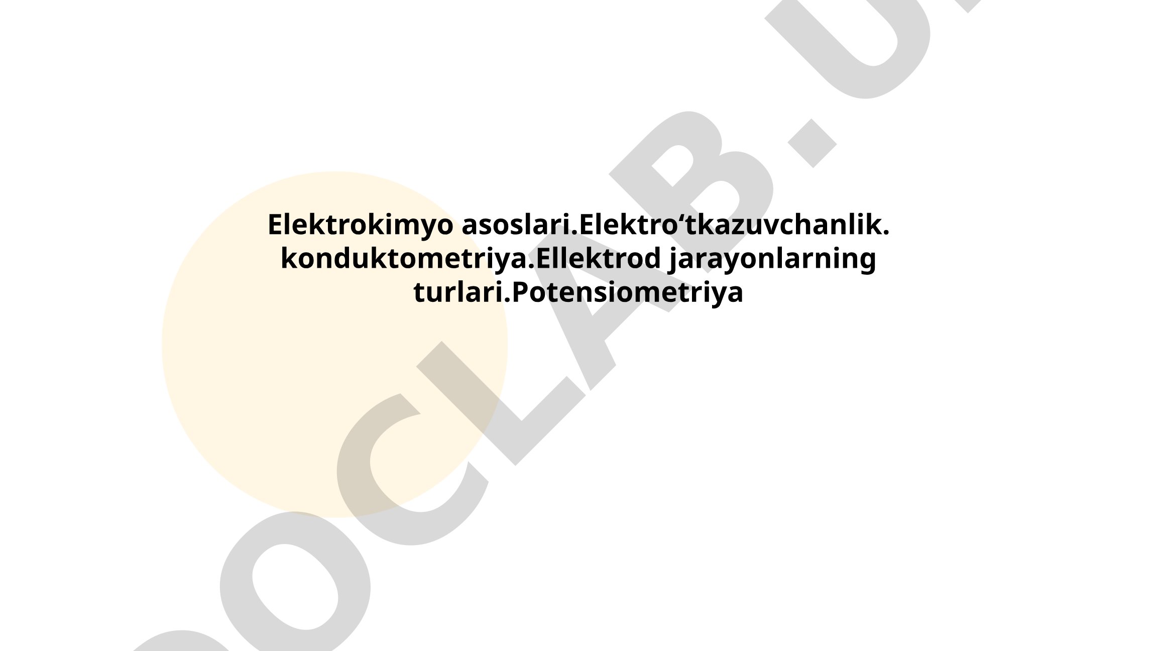 Elektrokimyo asoslari va elektrokimyoviy jarayonlar