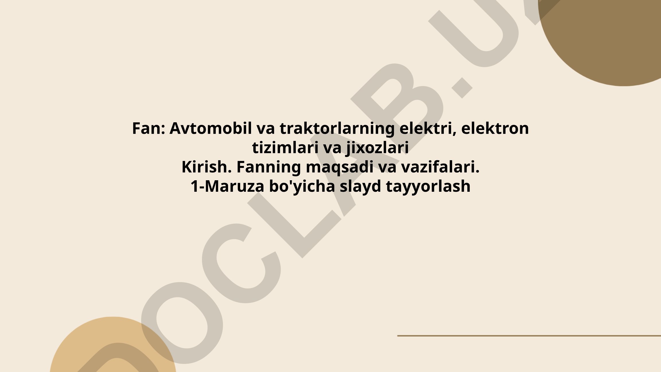 Avtomobil va traktorlarning elektr tizimlari va komponentlari