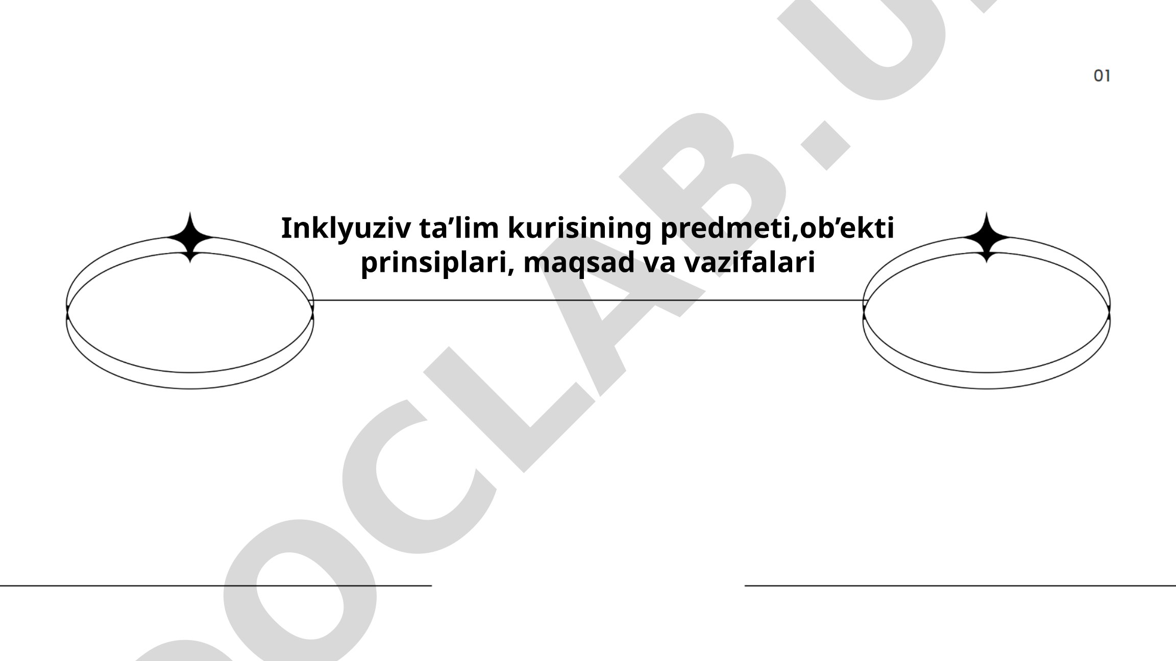 Inklyuziv ta'lim kursining predmeti, ob'ekti, prinsiplari, maqsad va vazifalari