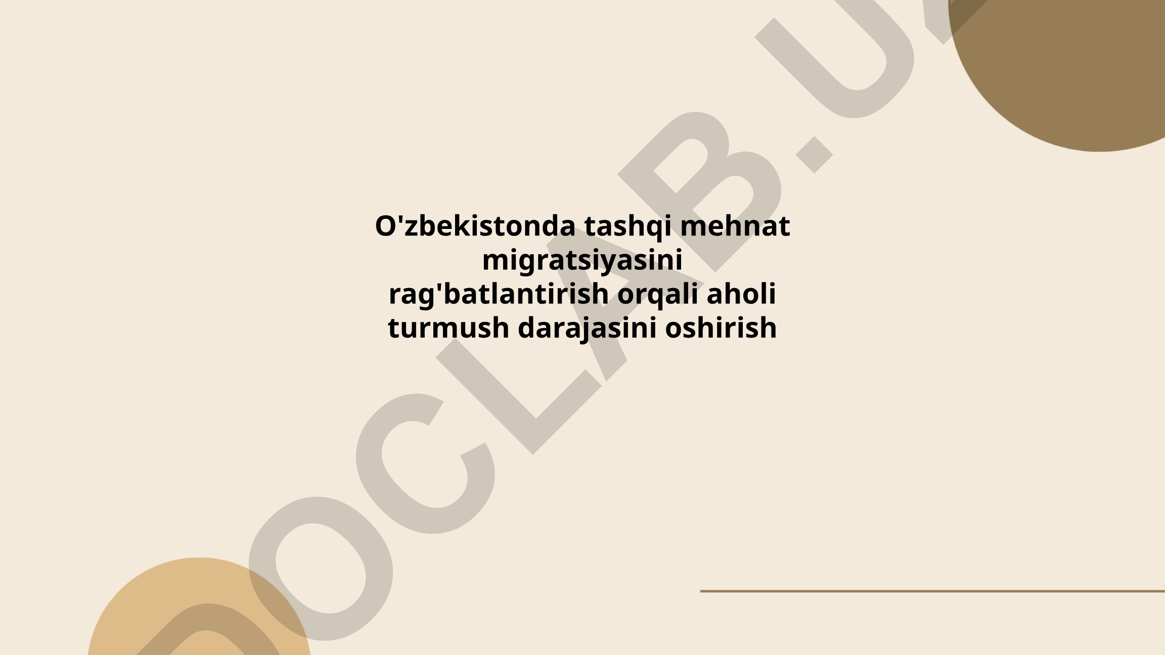 O'zbekistonda tashqi mehnat migratsiyasi va aholi turmush darajasini oshirish