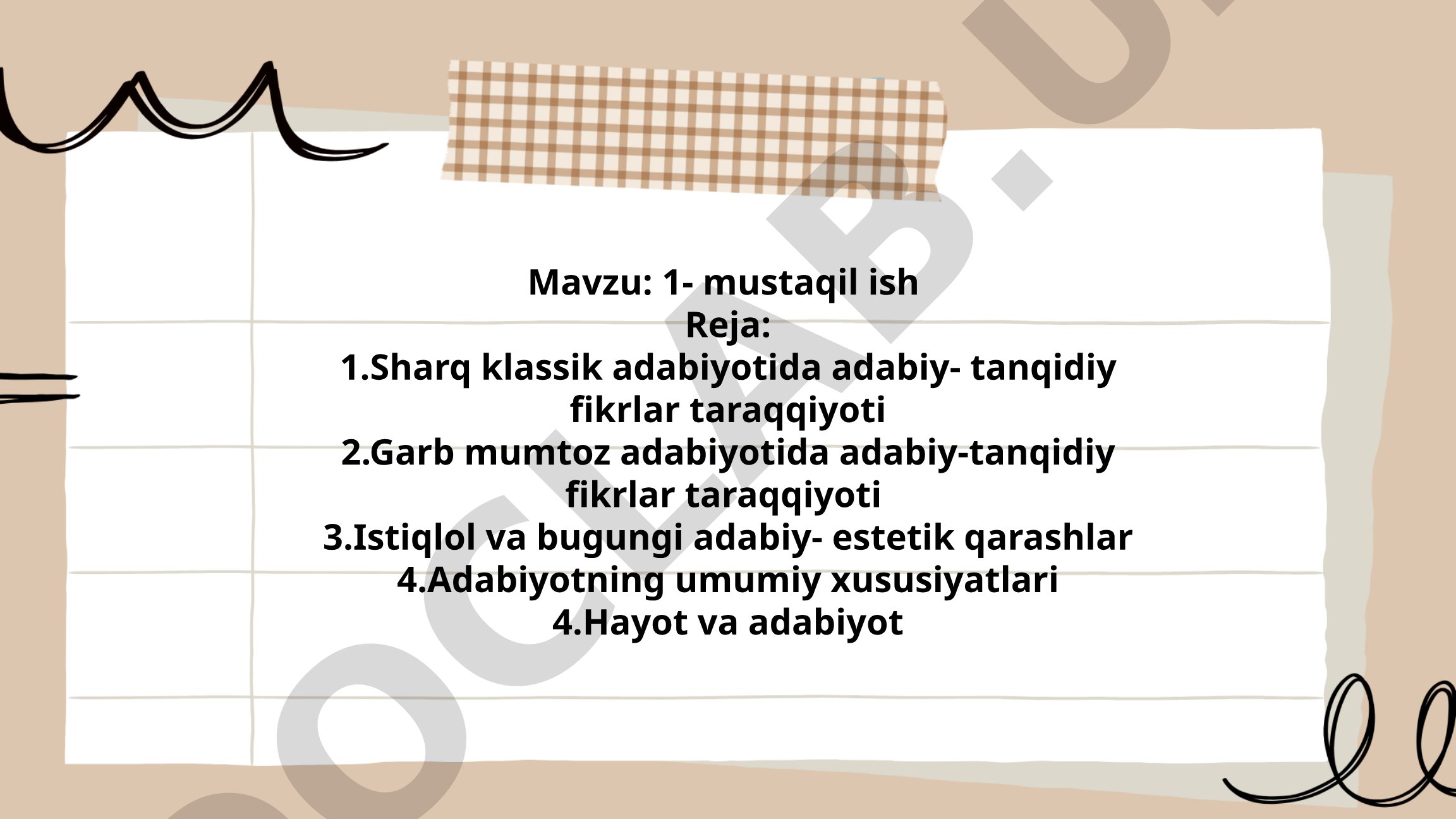 Sharq va G'arb adabiyotida adabiy-tanqidiy fikrlar taraqqiyoti