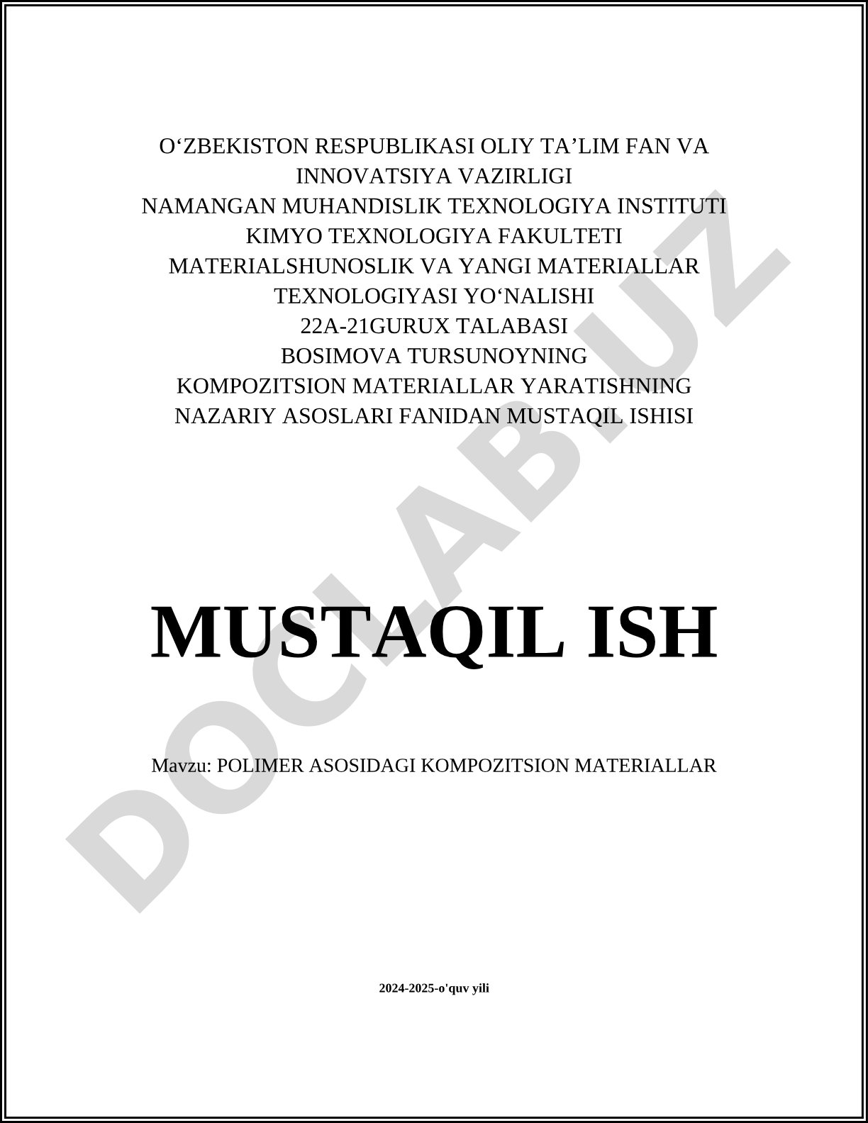 Polimer asosidagi kompozitsion materiallar