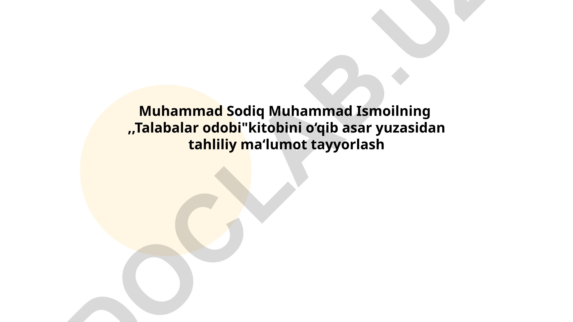 Muhammad Sodiq Muhammad Ismoilning "Talabalar odobi" kitobi tahlili