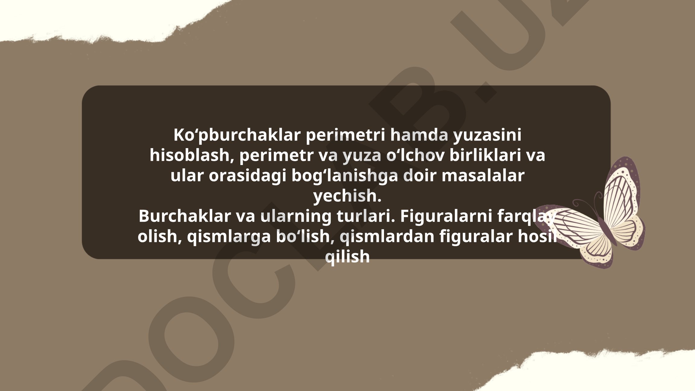 Ko‘pburchaklar perimetri va yuzasini hisoblash