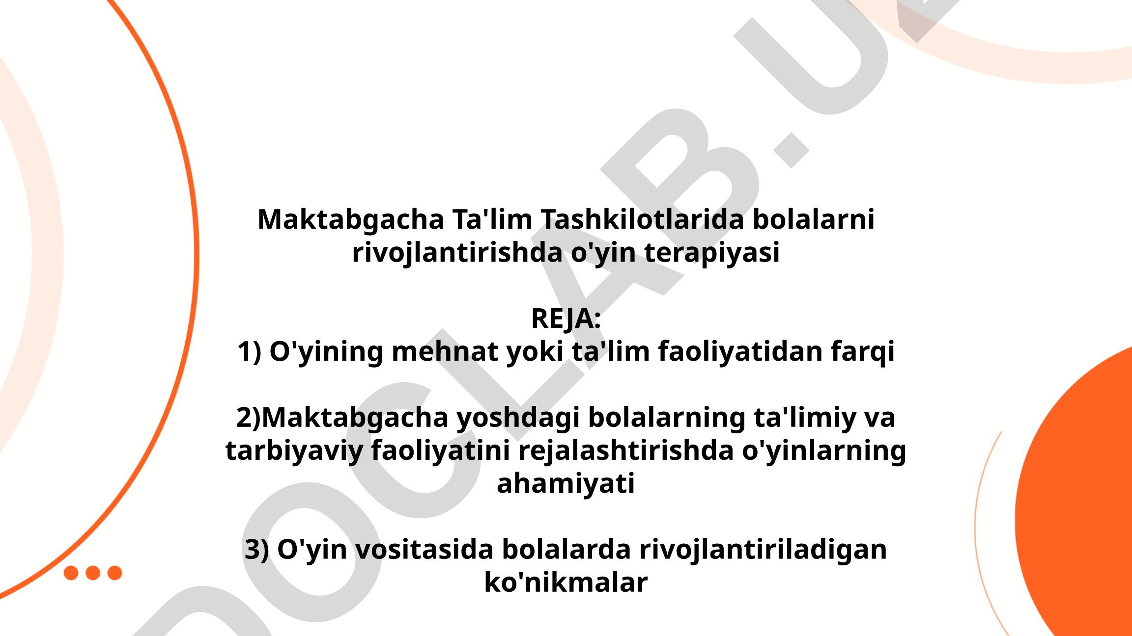 Maktabgacha ta'lim tashkilotlarida bolalarni rivojlantirishda o'yin terapiyasi