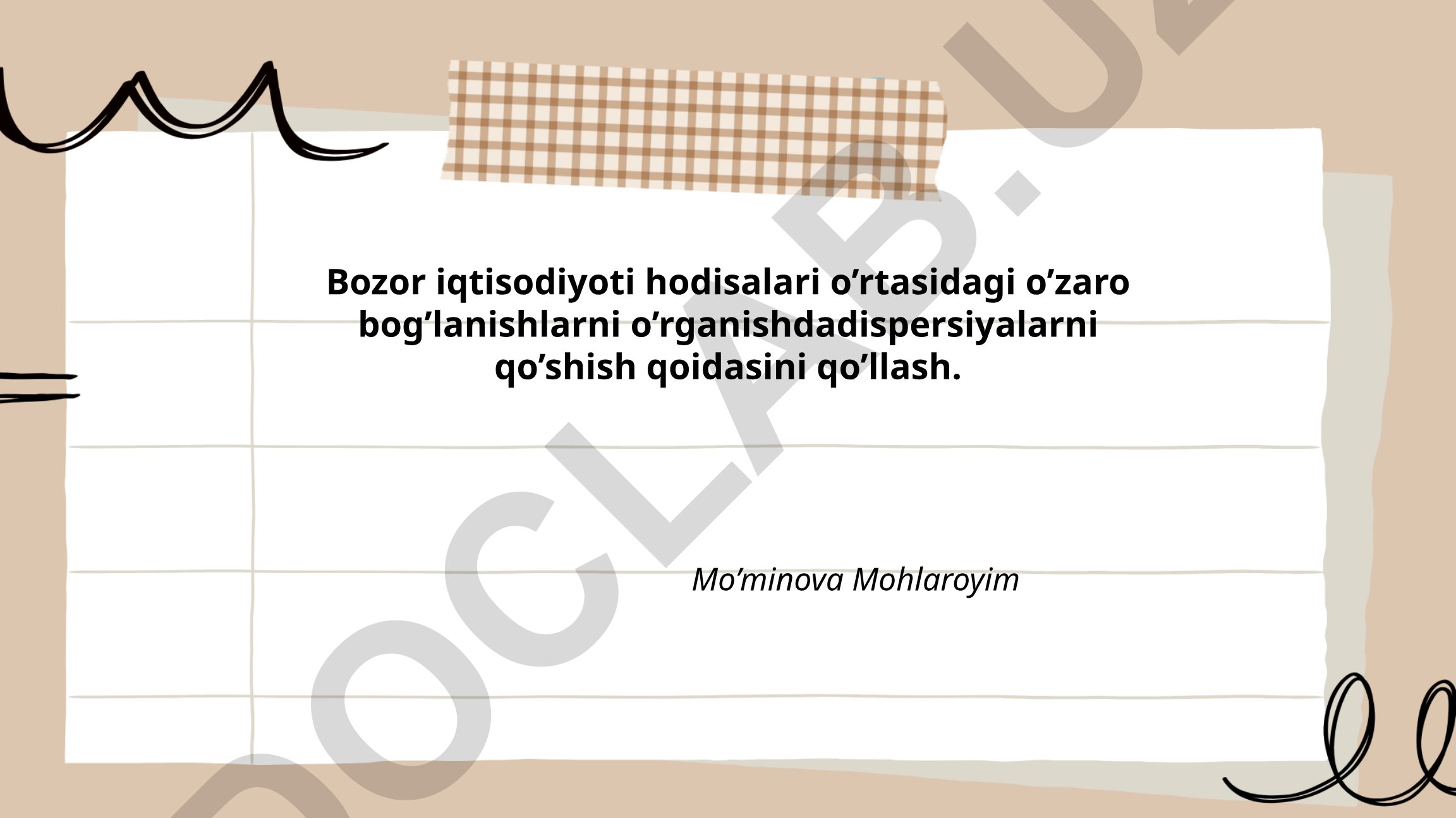 Bozor iqtisodiyoti hodisalari o'rtasidagi o'zaro bog'lanishlarni o'rganishda dispersiyalarni qo'llash