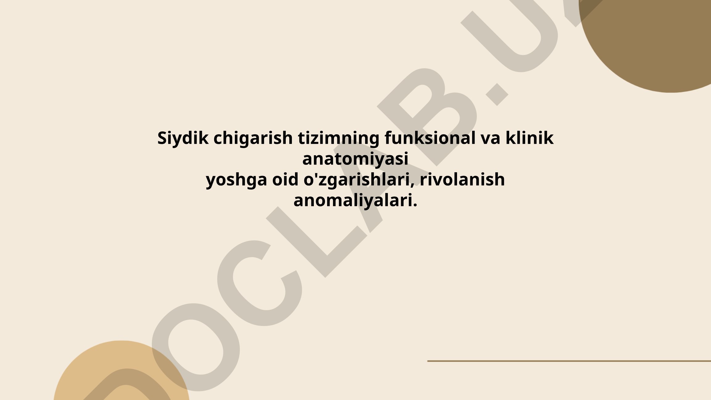 Siydik chiqarish tizimining funksional va klinik anatomiyasi