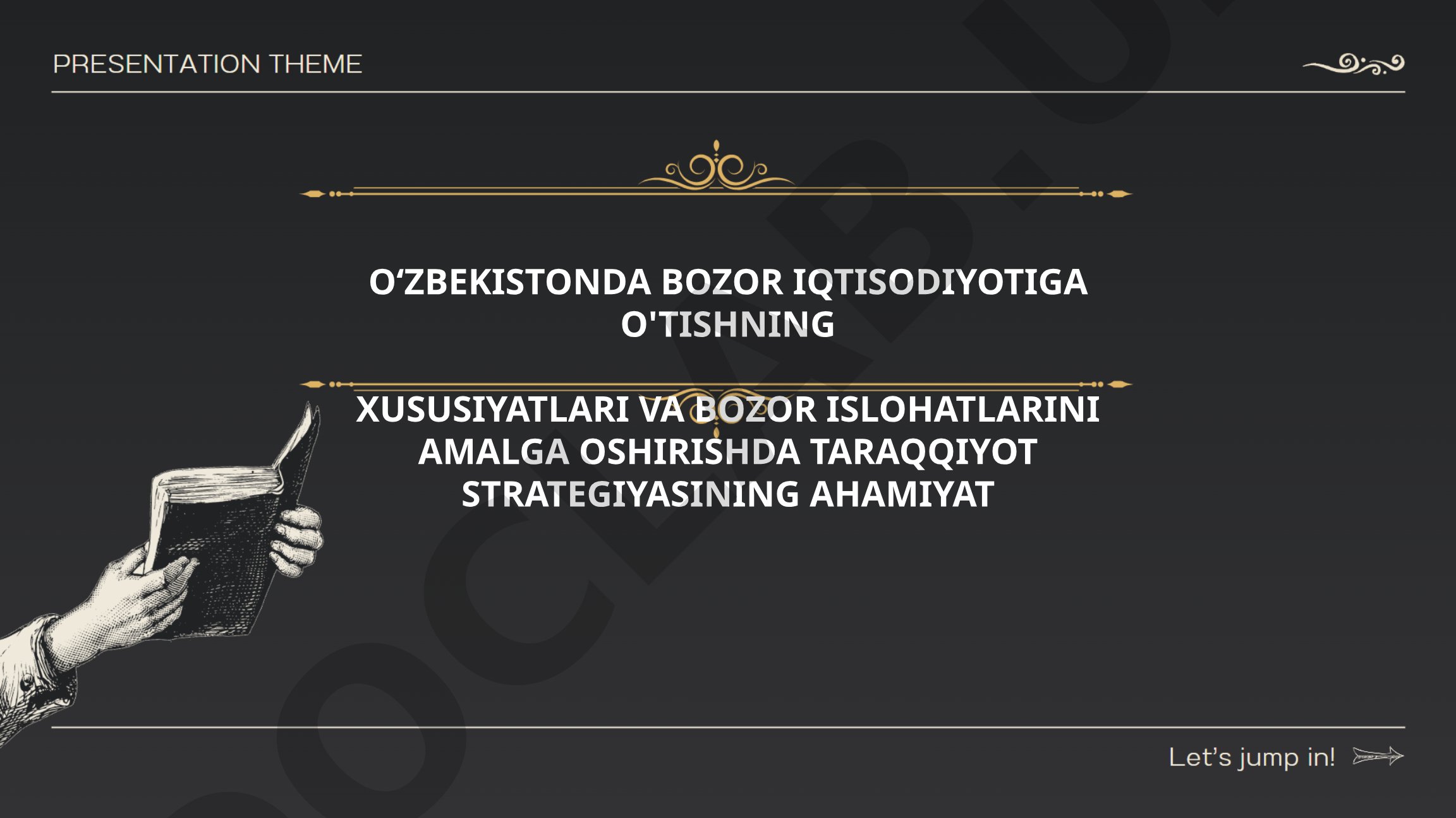 O'zbekistonda bozor iqtisodiyotiga o'tishning xususiyatlari va bozor islohotlarini amalga oshirishda taraqqiyot strategiyasining ahamiyati