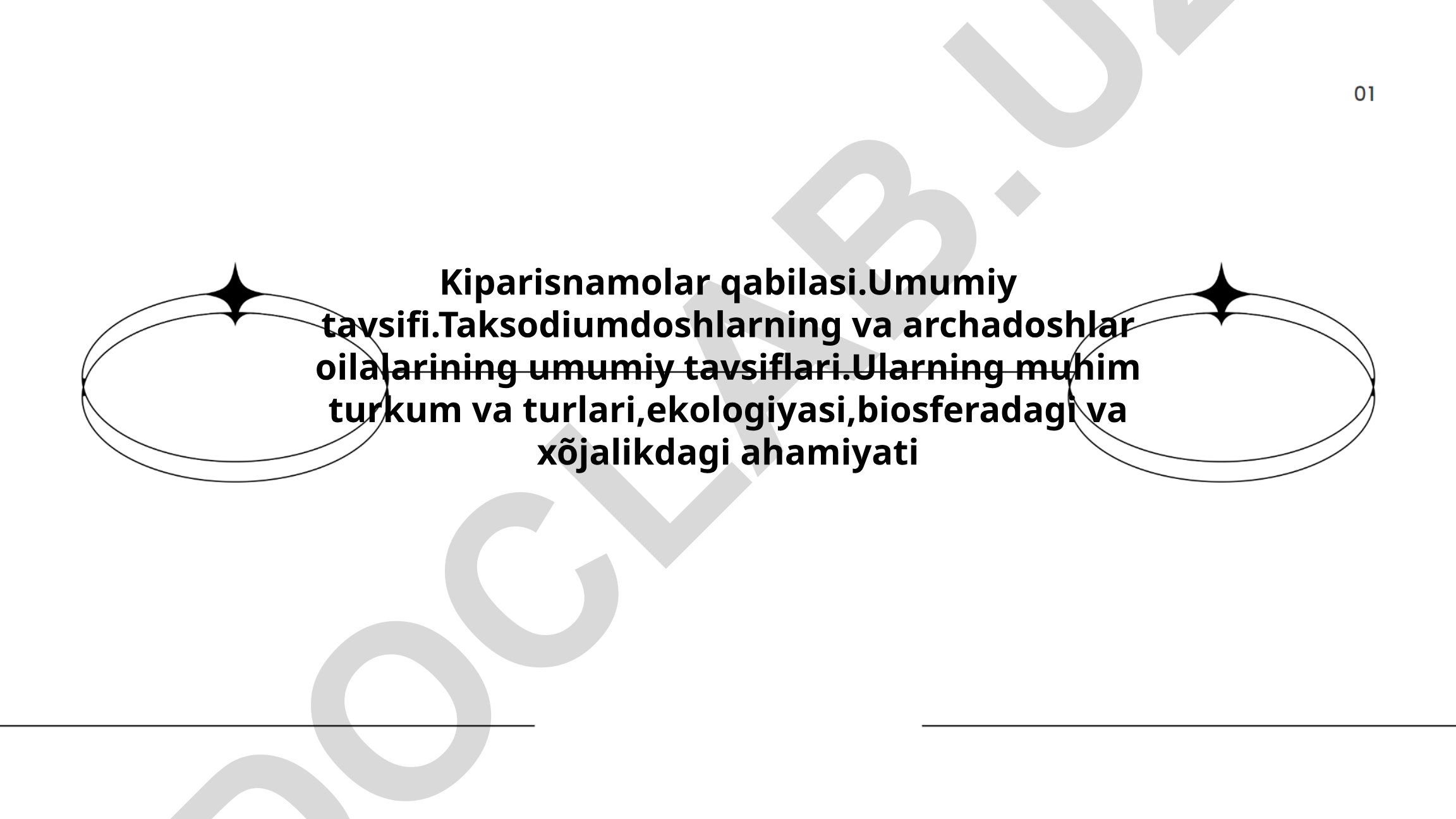 Kiparisnamolar qabilasi va uning oilalarining tavsifi