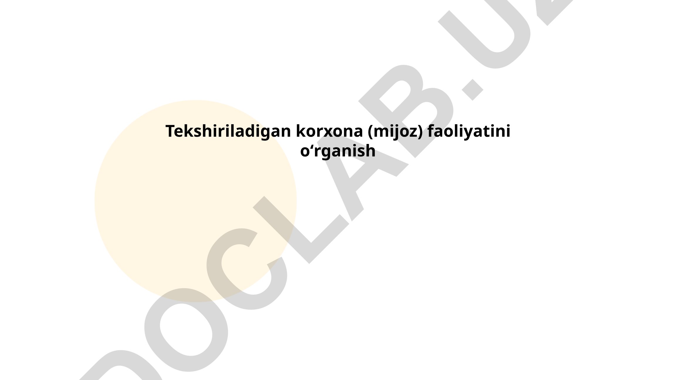 Korxona faoliyatini o'rganish va moliyaviy tahlil