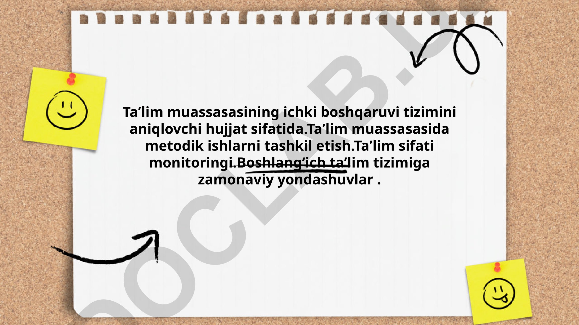 Taʼlim muassasasining ichki boshqaruvi tizimi va metodik ishlar