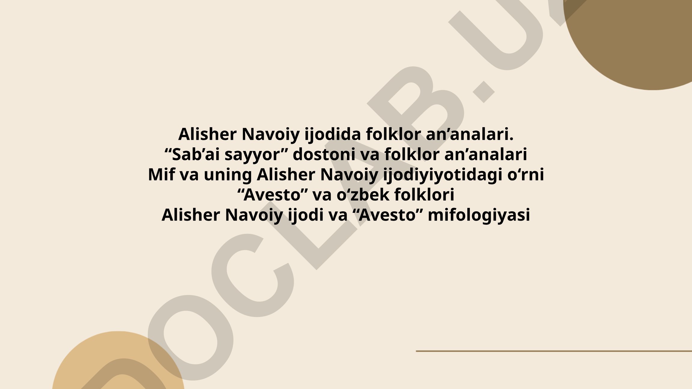 Alisher Navoiy ijodida folklor an'analari va "Sab'ai sayyor" dostoni