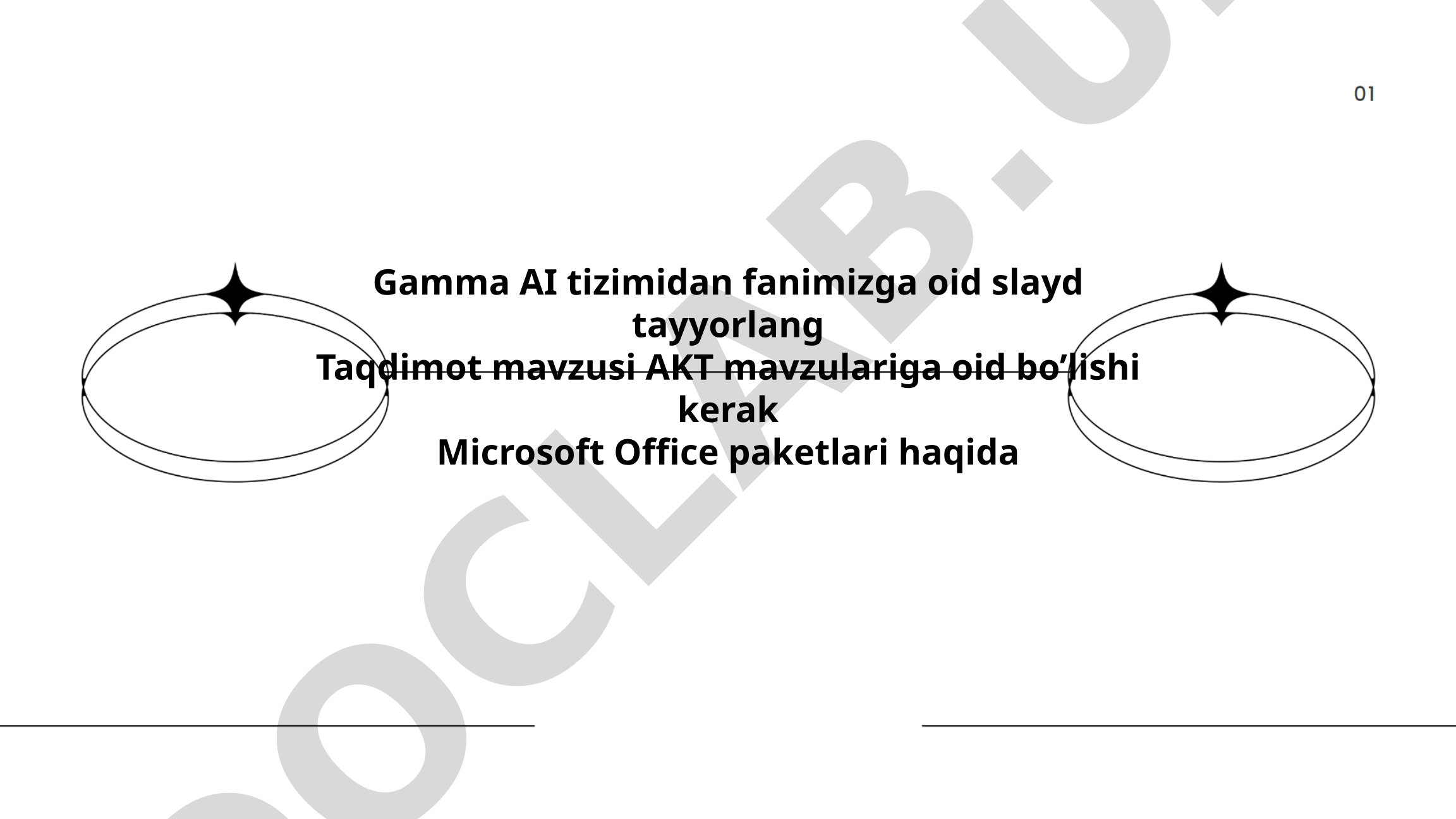 Microsoft Office paketlari va AKT mavzularida Gamma AI tizimidan foydalanish