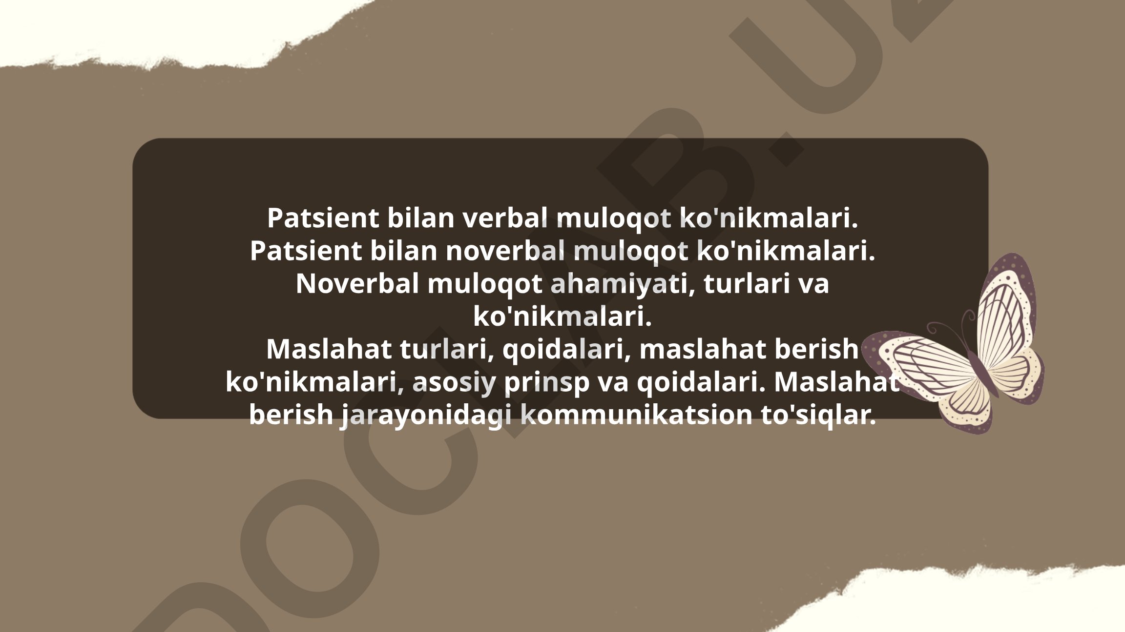 Patsient bilan verbal va noverbal muloqot ko'nikmalari
