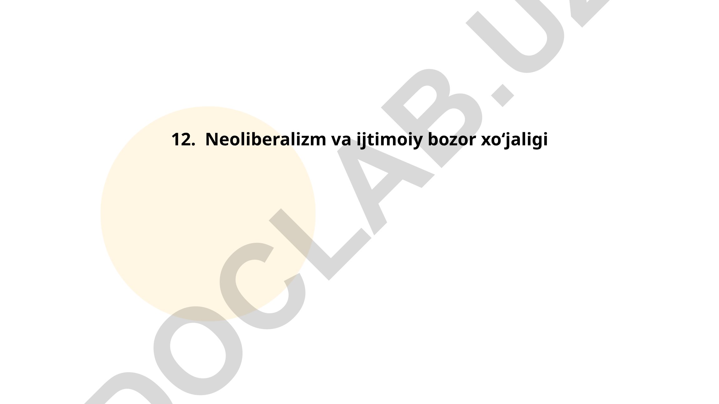 Neoliberalizm va ijtimoiy bozor xo‘jaligi