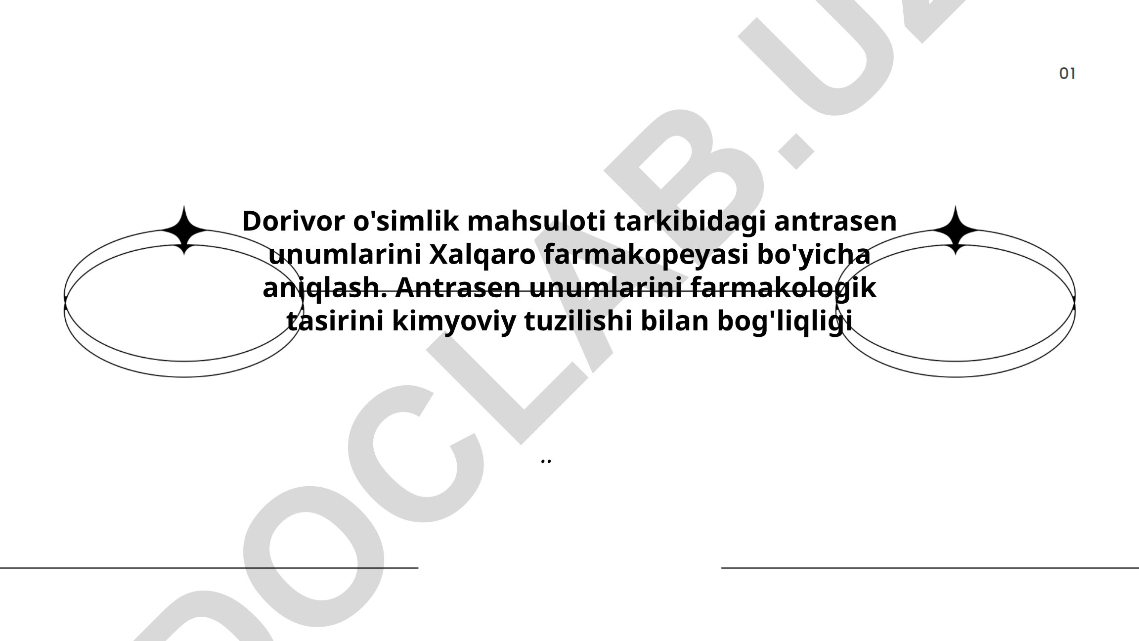 Dorivor o'simlik mahsuloti tarkibidagi antrasen unumlarini Xalqaro farmakopeyasi bo'yicha aniqlash