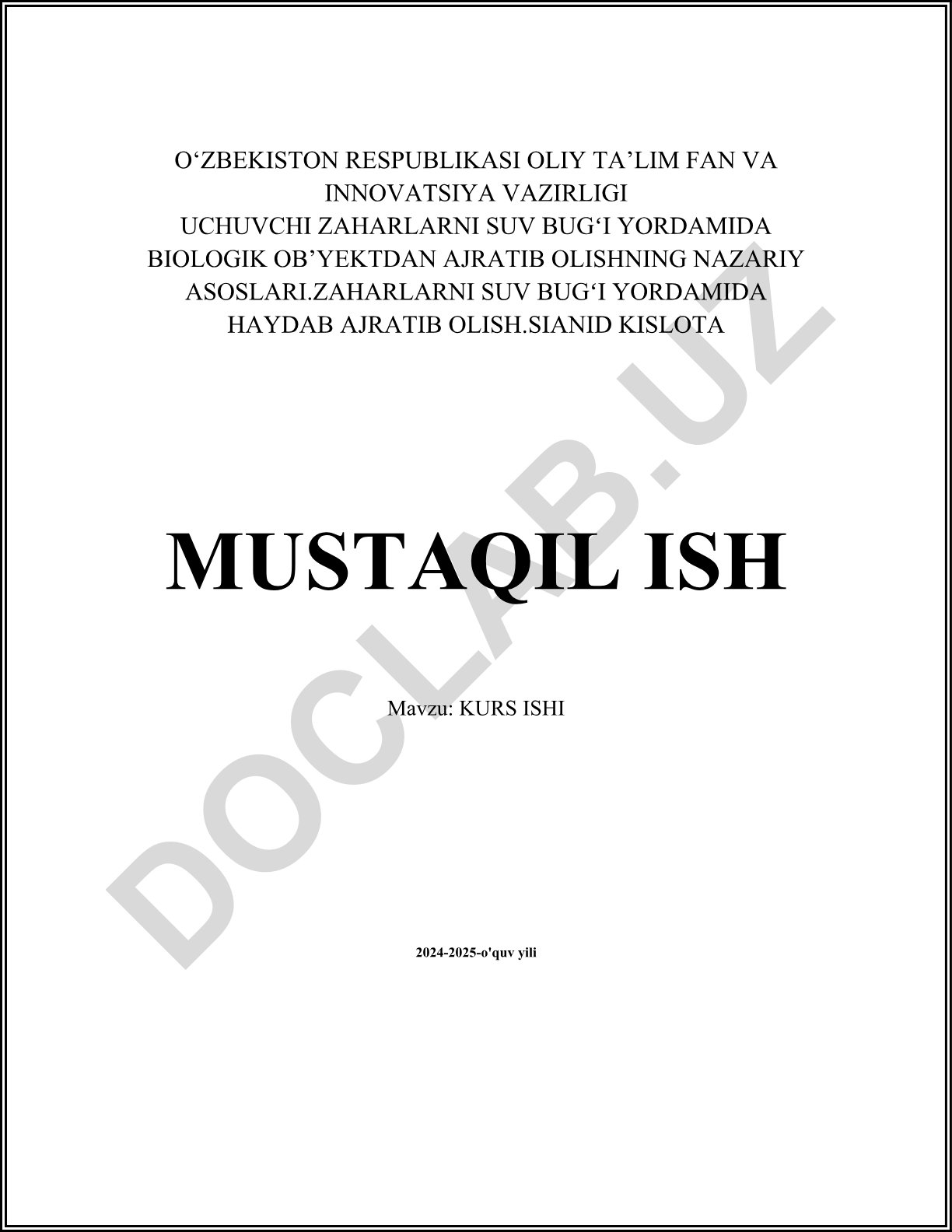 Kurs ishlari turlari va ularning xususiyatlari