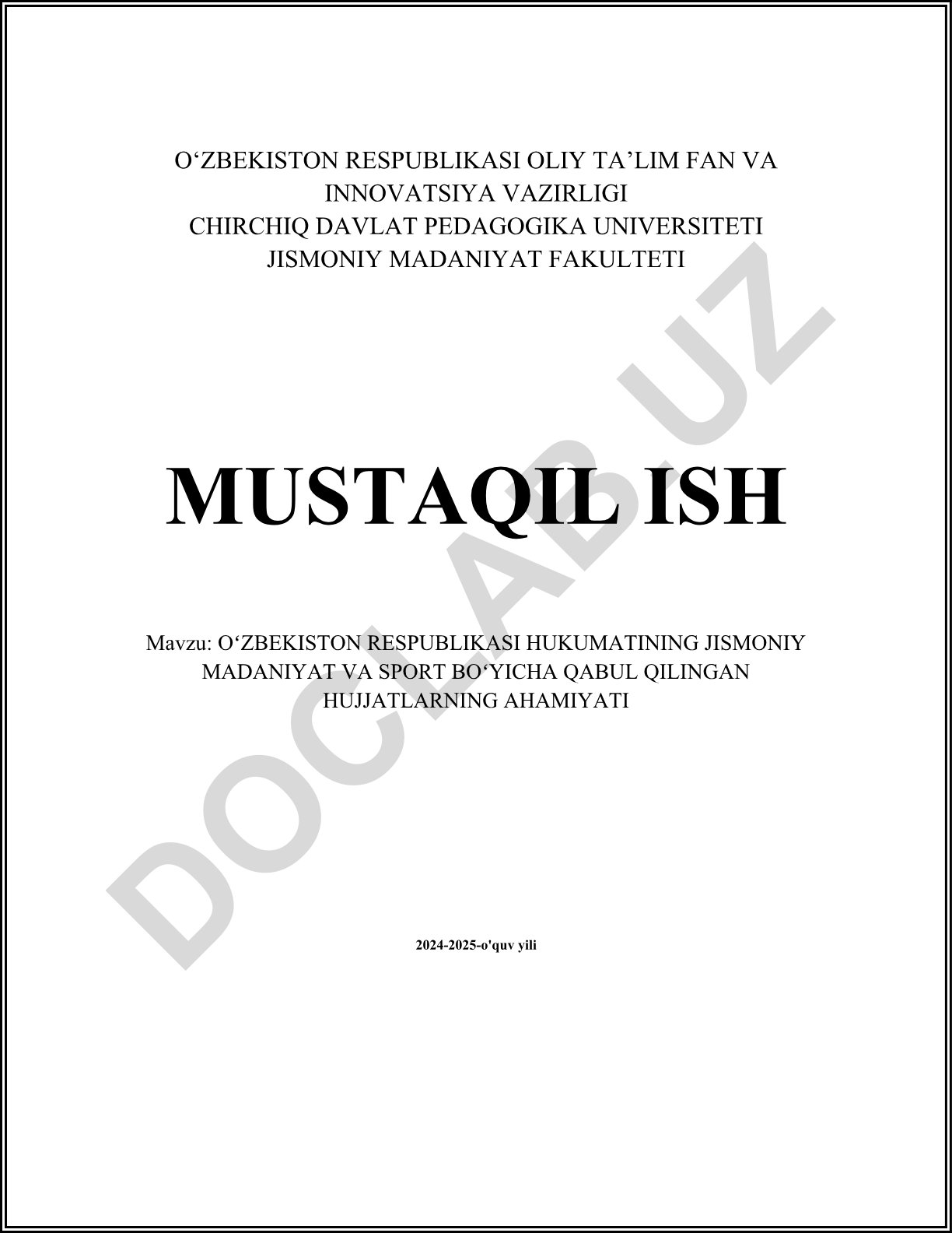 Oʻzbekiston Respublikasi Hukumatining jismoniy madaniyat va sport boʻyicha qabul qilingan hujjatlarning ahamiyati