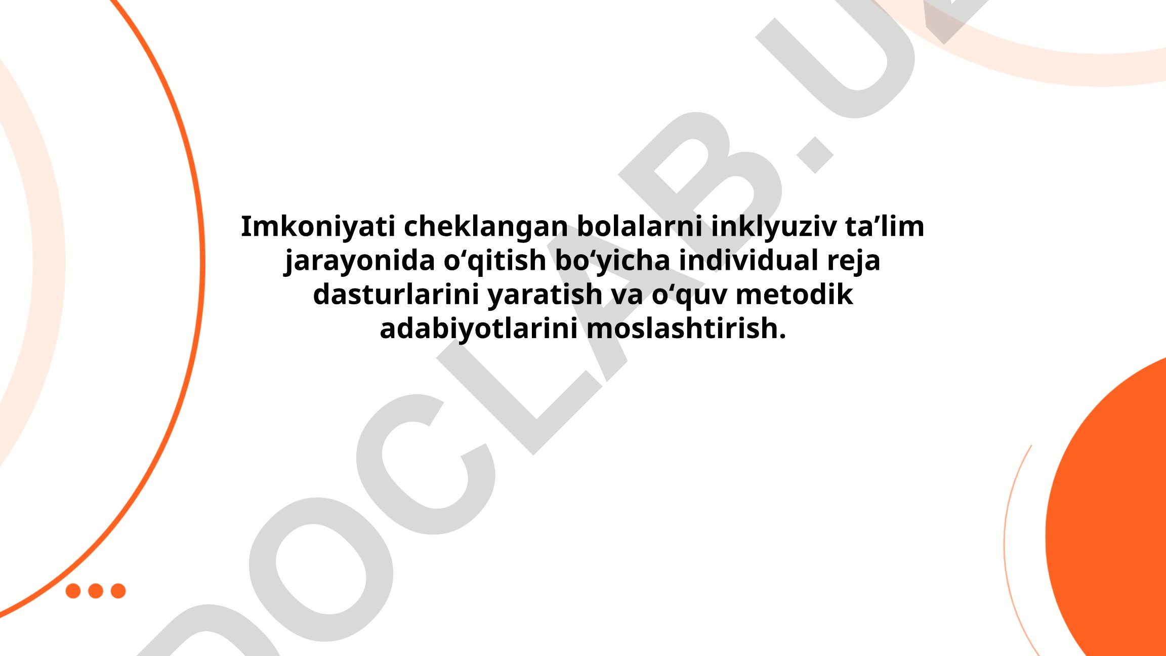 Imkoniyati cheklangan bolalarni inklyuziv taʼlim jarayonida oʻqitish boʻyicha individual reja dasturlari