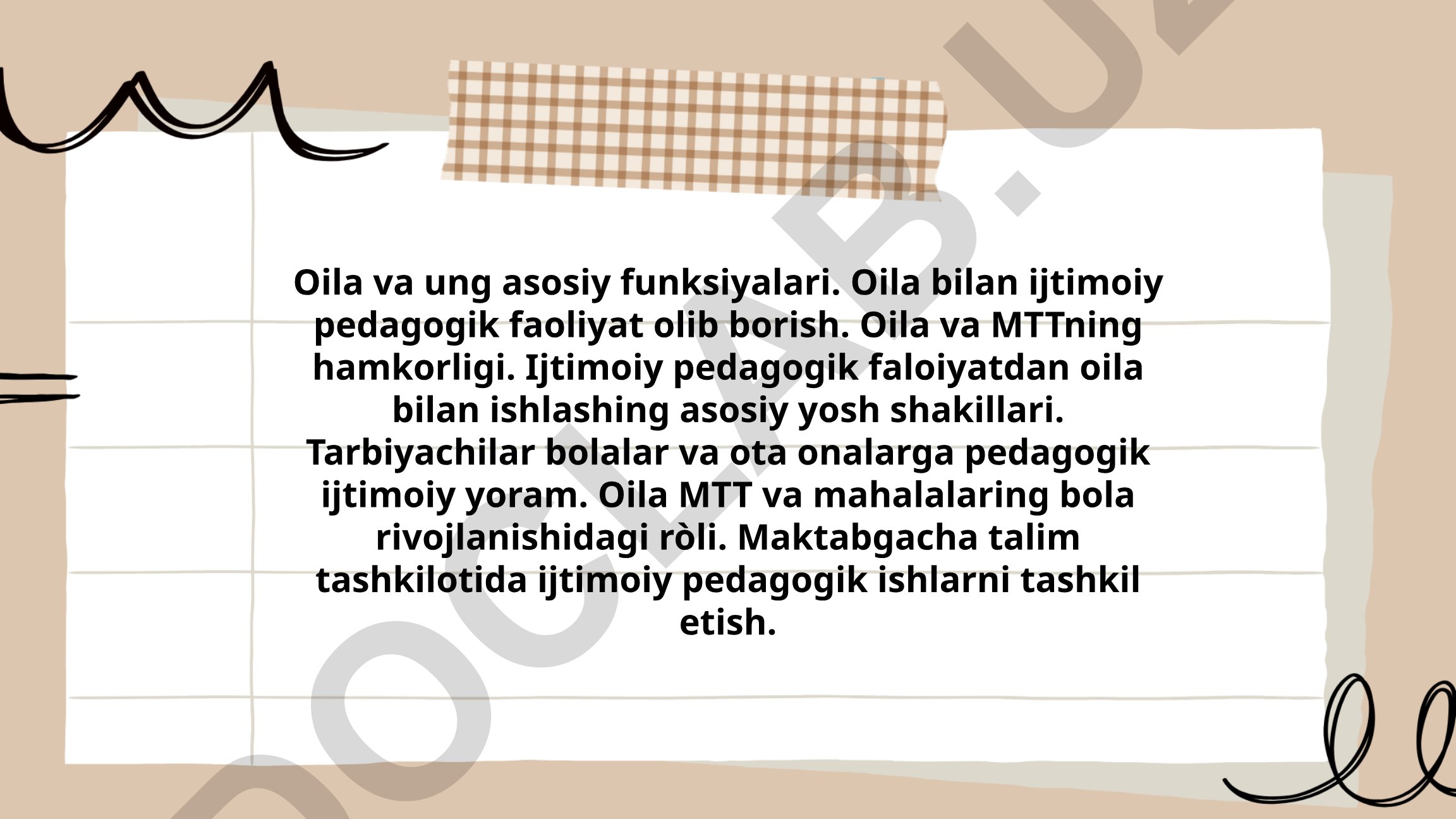 Oila va MTTning hamkorligi: ijtimoiy-pedagogik faoliyat