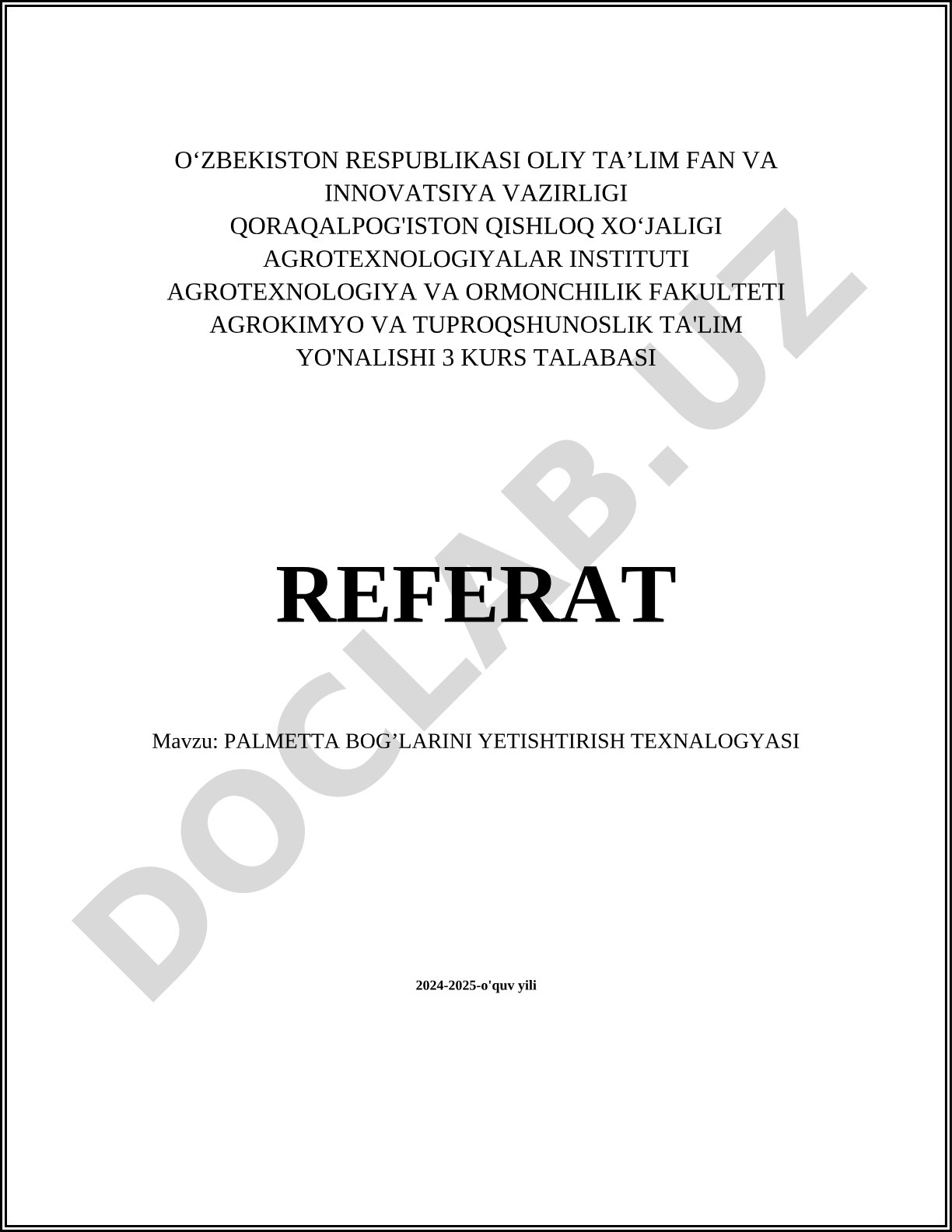 Palmetta bog'larini yetishtirish texnologiyasi