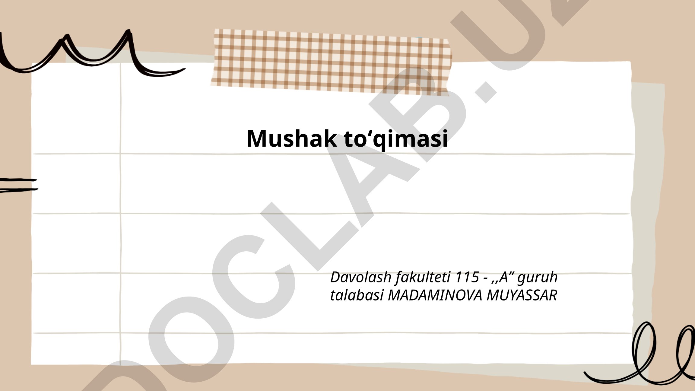 Mushak to'qimasi tuzilishi va hujayra turlari