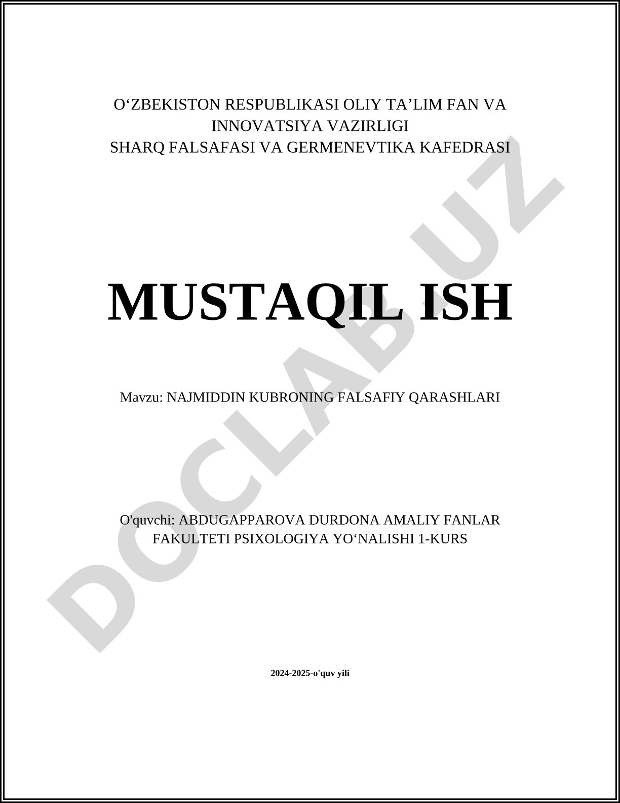 Najmiddin Kubroning falsafiy qarashlari
