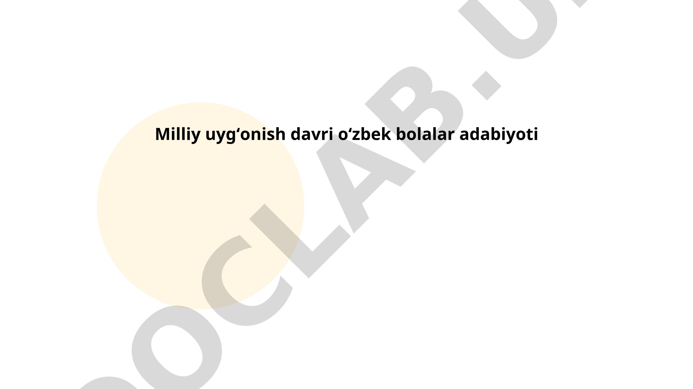 Milliy uygʻonish davri oʻzbek bolalar adabiyoti