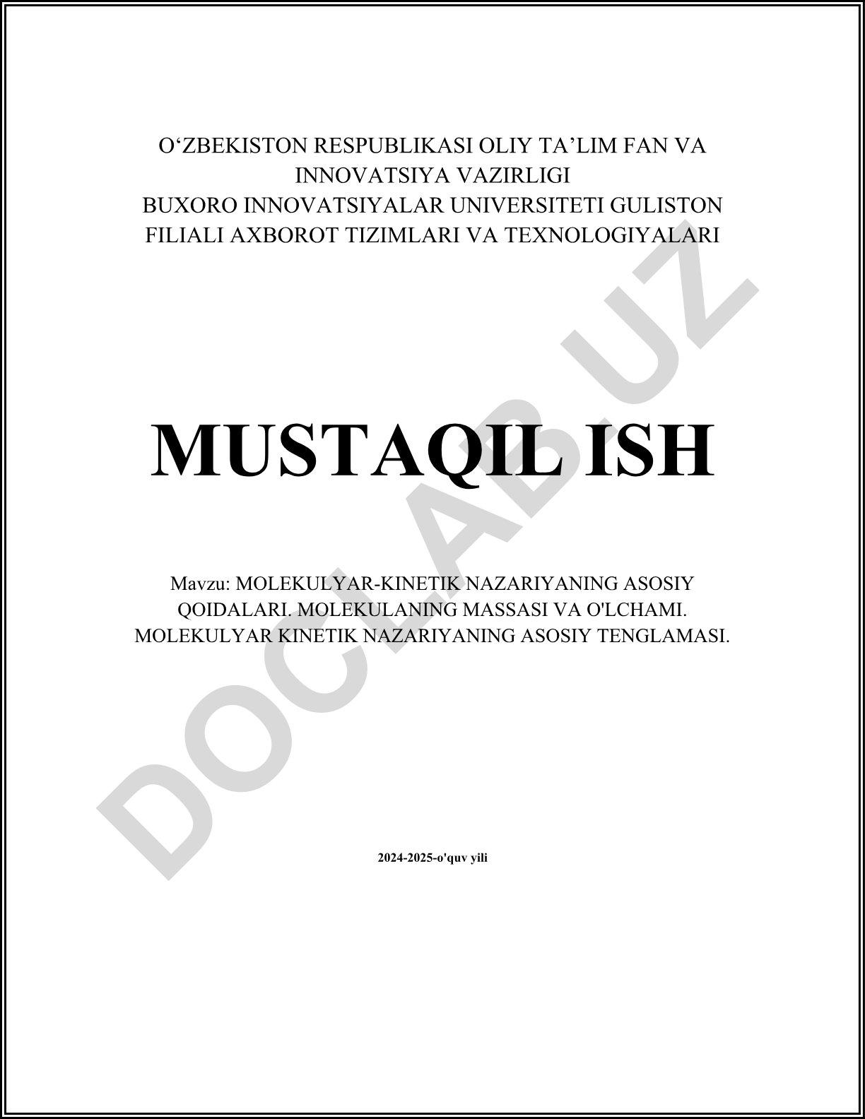 Molekulyar kinetik nazariyaning asosiy qoidalari
