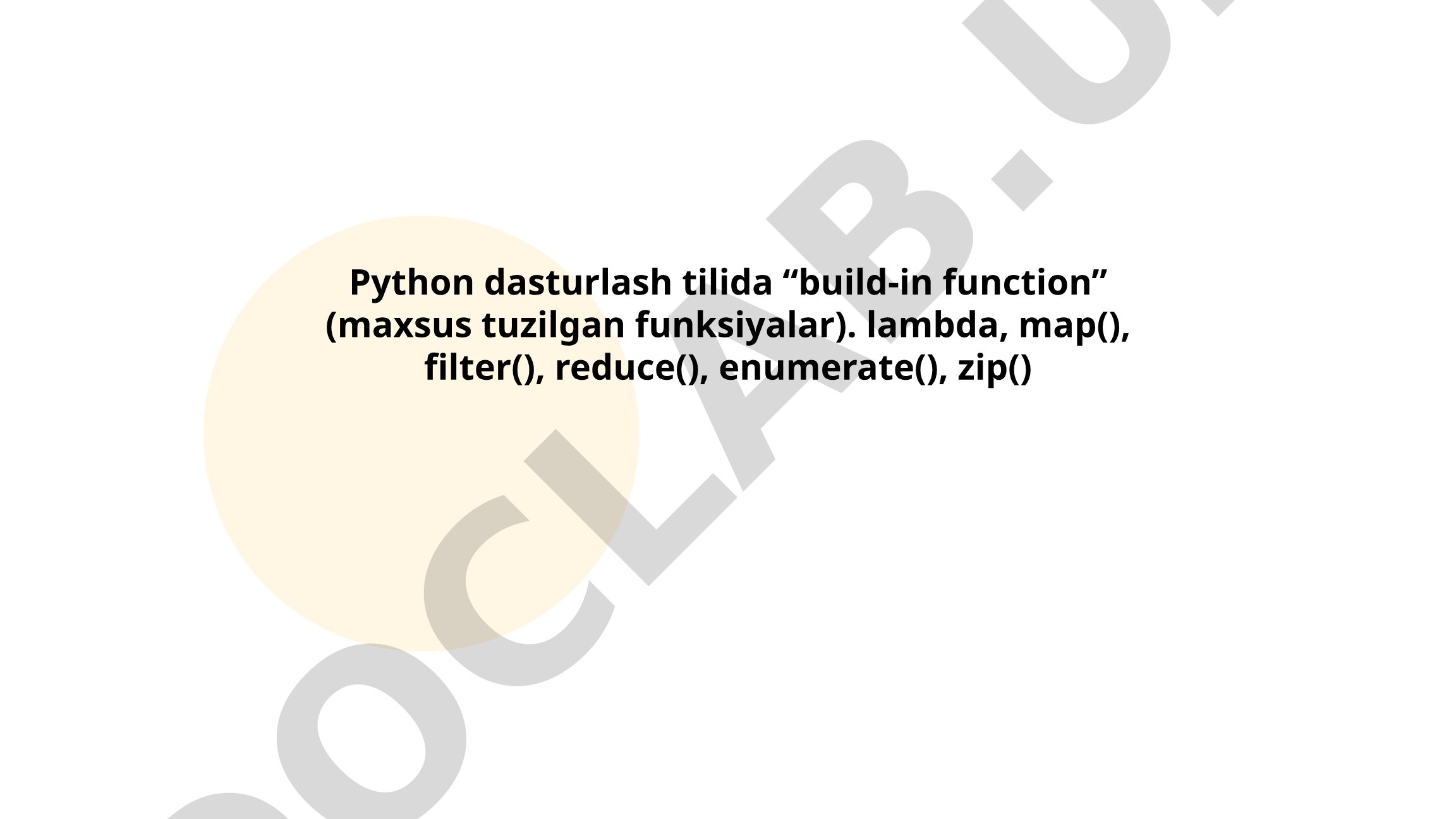 Python dasturlash tilida built-in funksiyalar