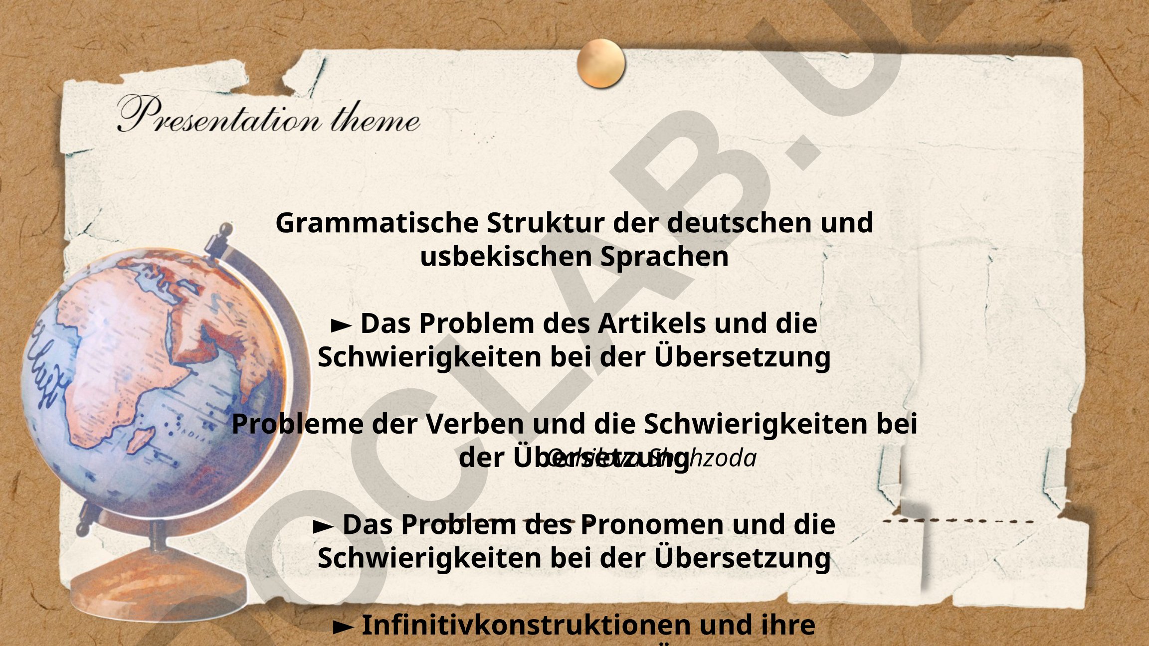 Grammatische Struktur der deutschen und usbekischen Sprachen