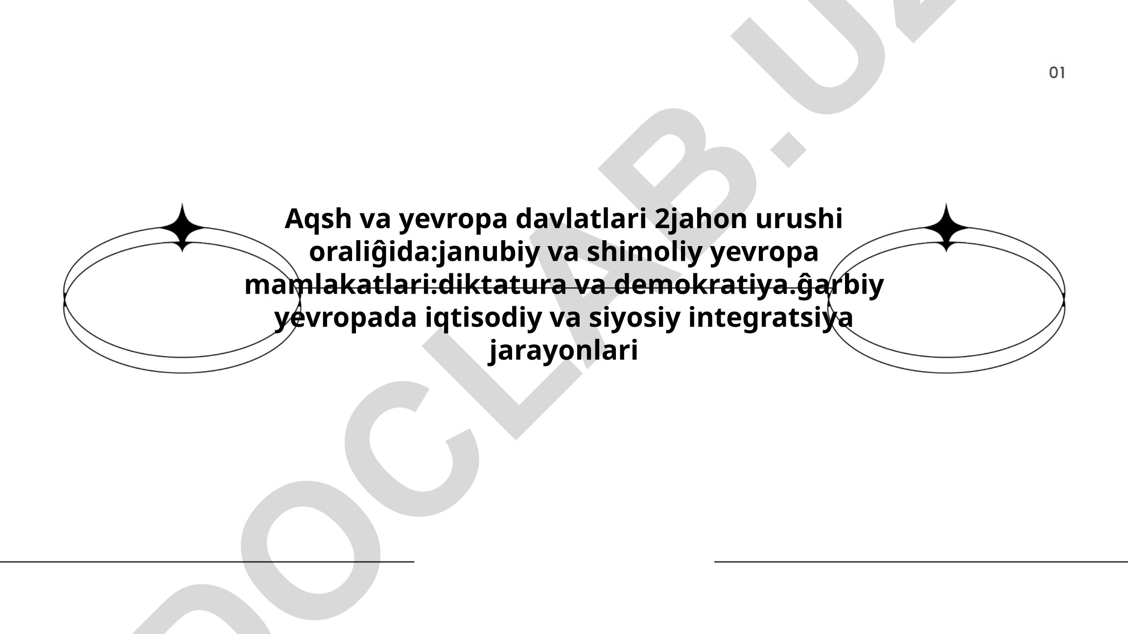 Aqsh va Yevropa davlatlari 2-jahon urushi oralig'ida: diktatura va demokratiya