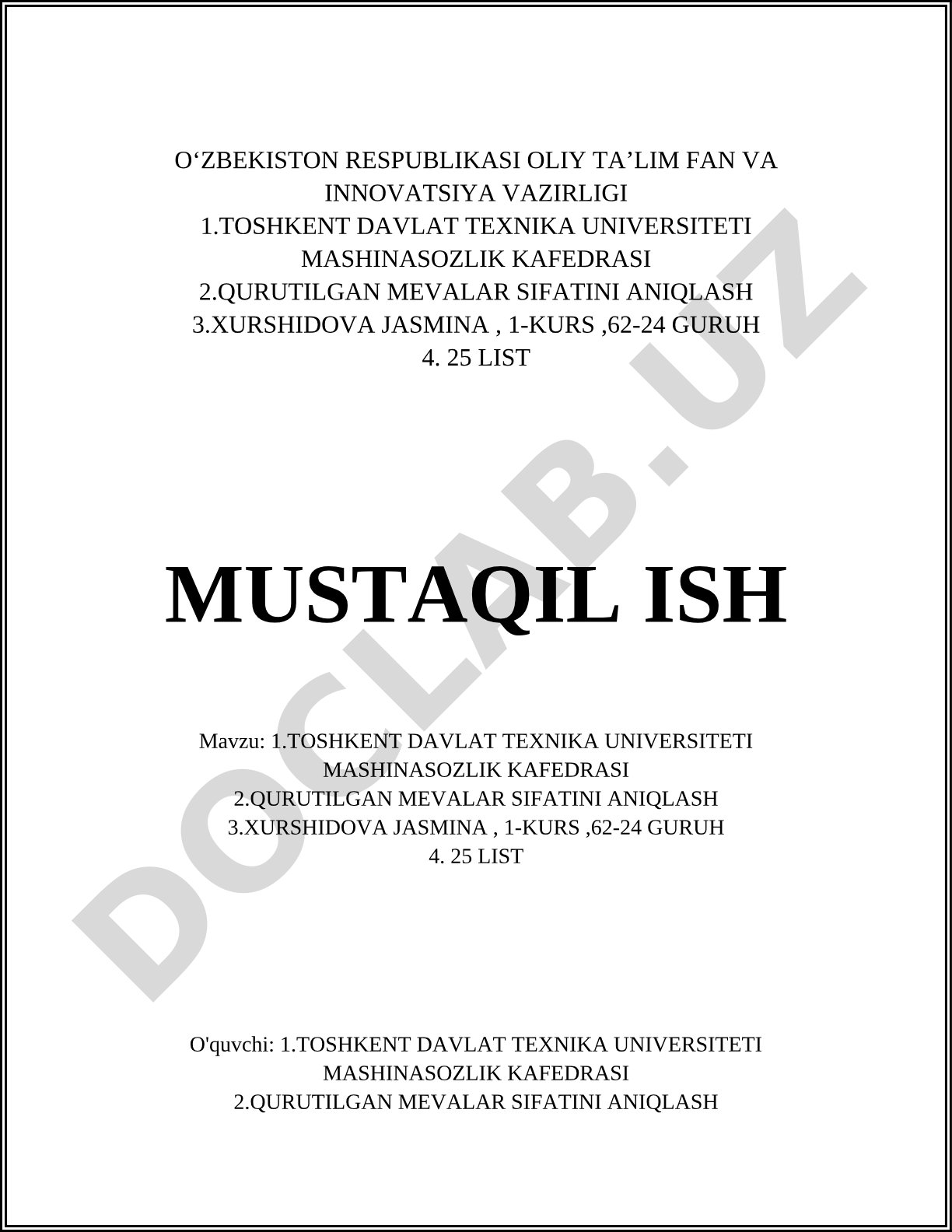 Qurutilgan mevalar sifatini aniqlash