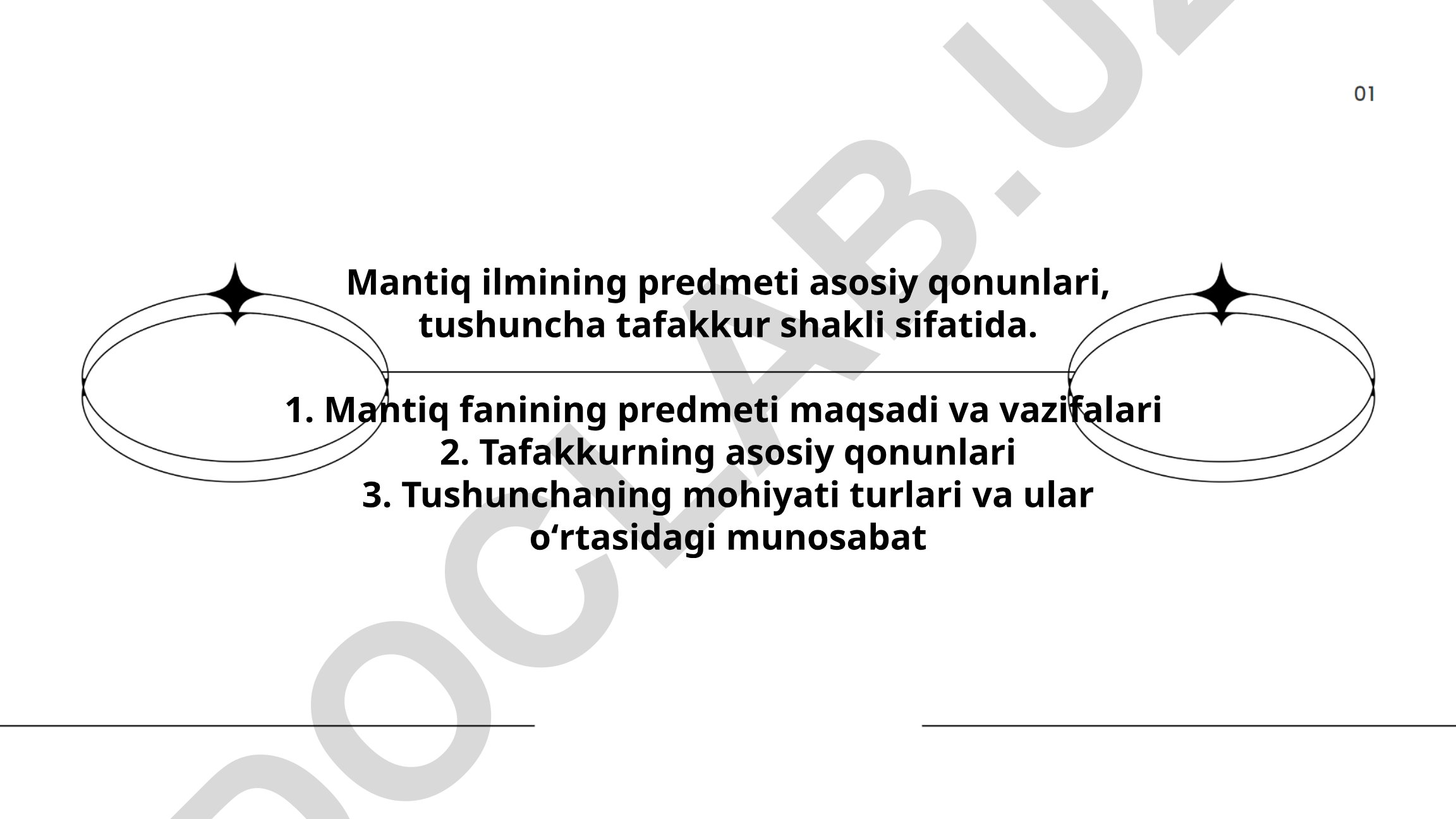 Mantiq fanining predmeti, maqsadi, vazifalari va tafakkur qonunlari