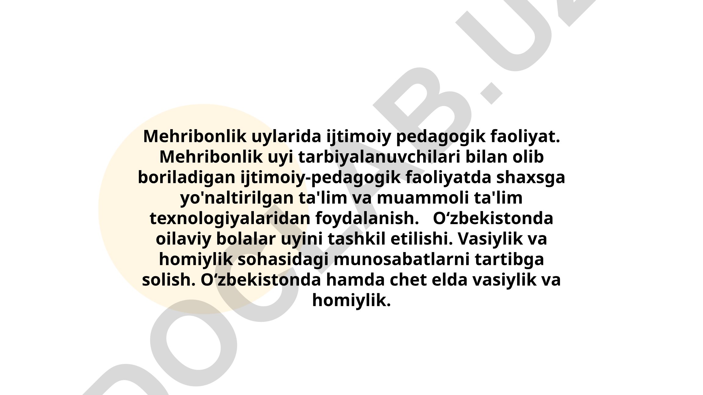 Mehribonlik uylarida ijtimoiy pedagogik faoliyat va vasiylik-homiylik