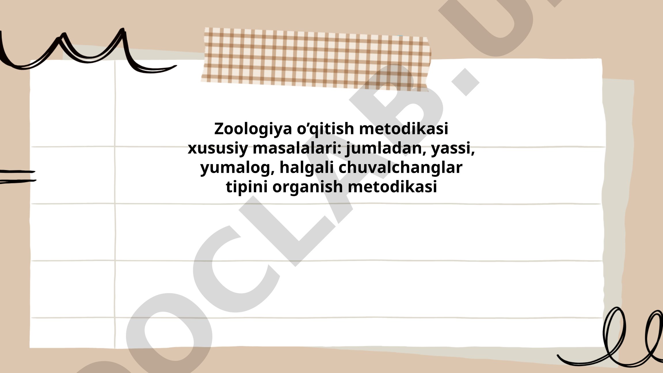 Yassi, yumaloq, halqali chuvalchanglar tipini o'rganish metodikasi