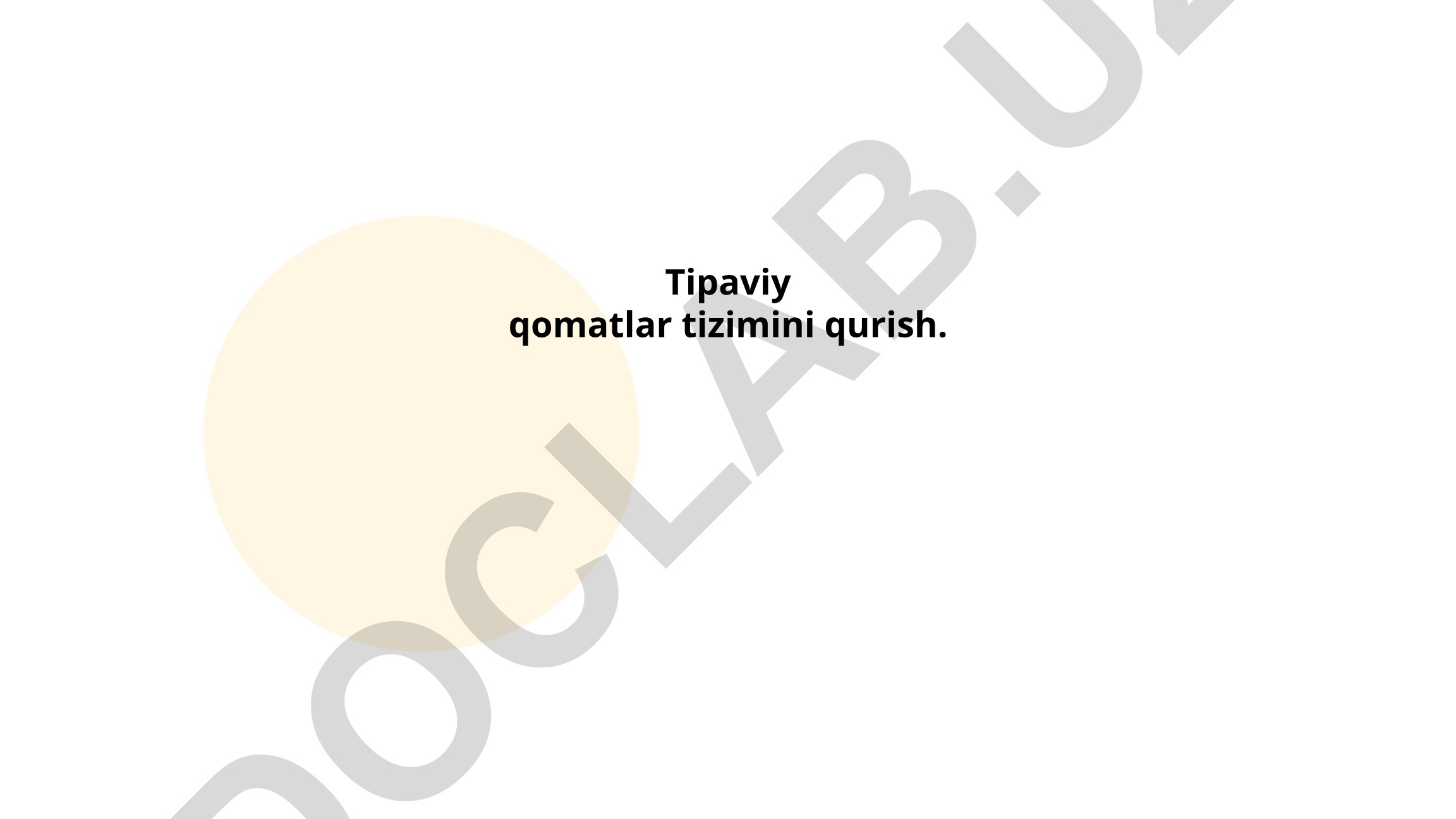 Tipaviy qomatlar tizimi va uni qurish