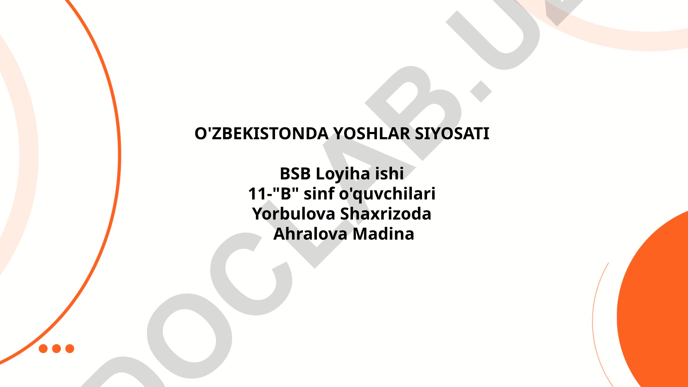 O'zbekistonda yoshlar siyosati va ularning faolligini oshirish