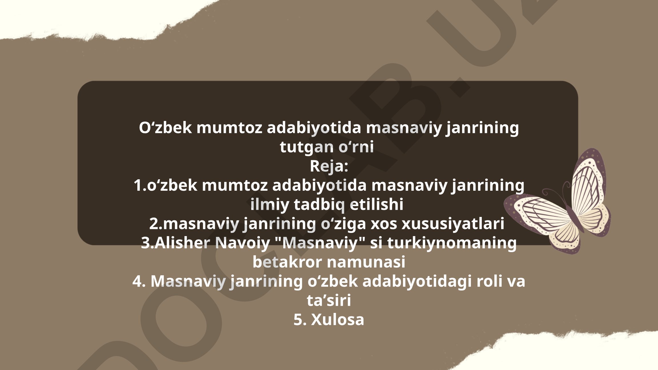 Oʻzbek mumtoz adabiyotida masnaviy janrining tutgan oʻrni