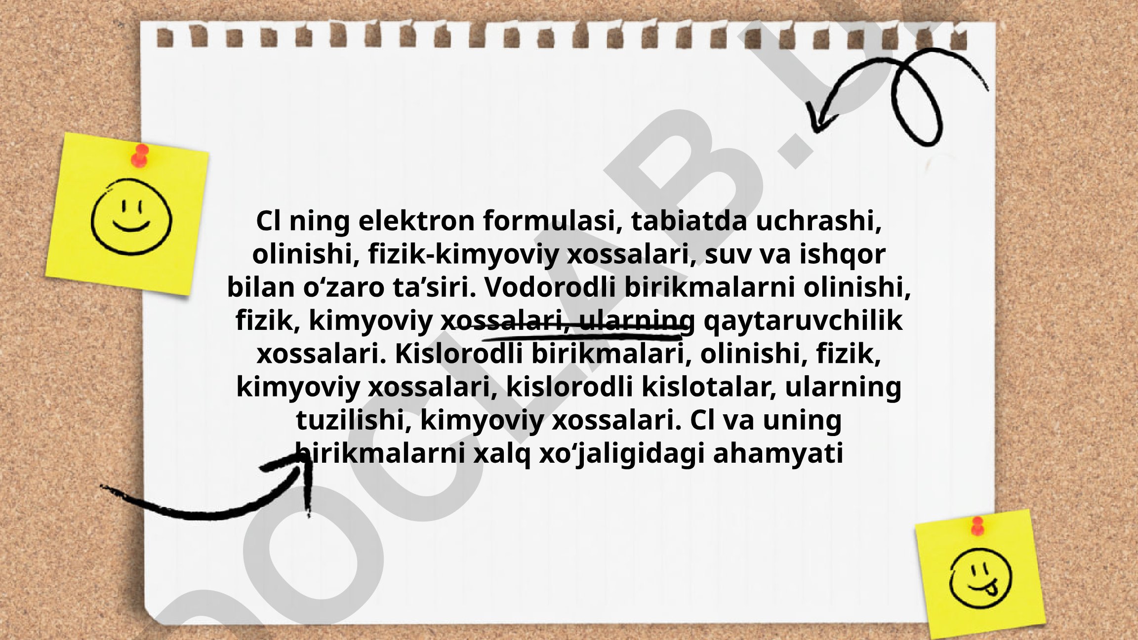 Xlorning elektron formulasi, tabiatda uchrashi va xalq xo'jaligidagi ahamiyati