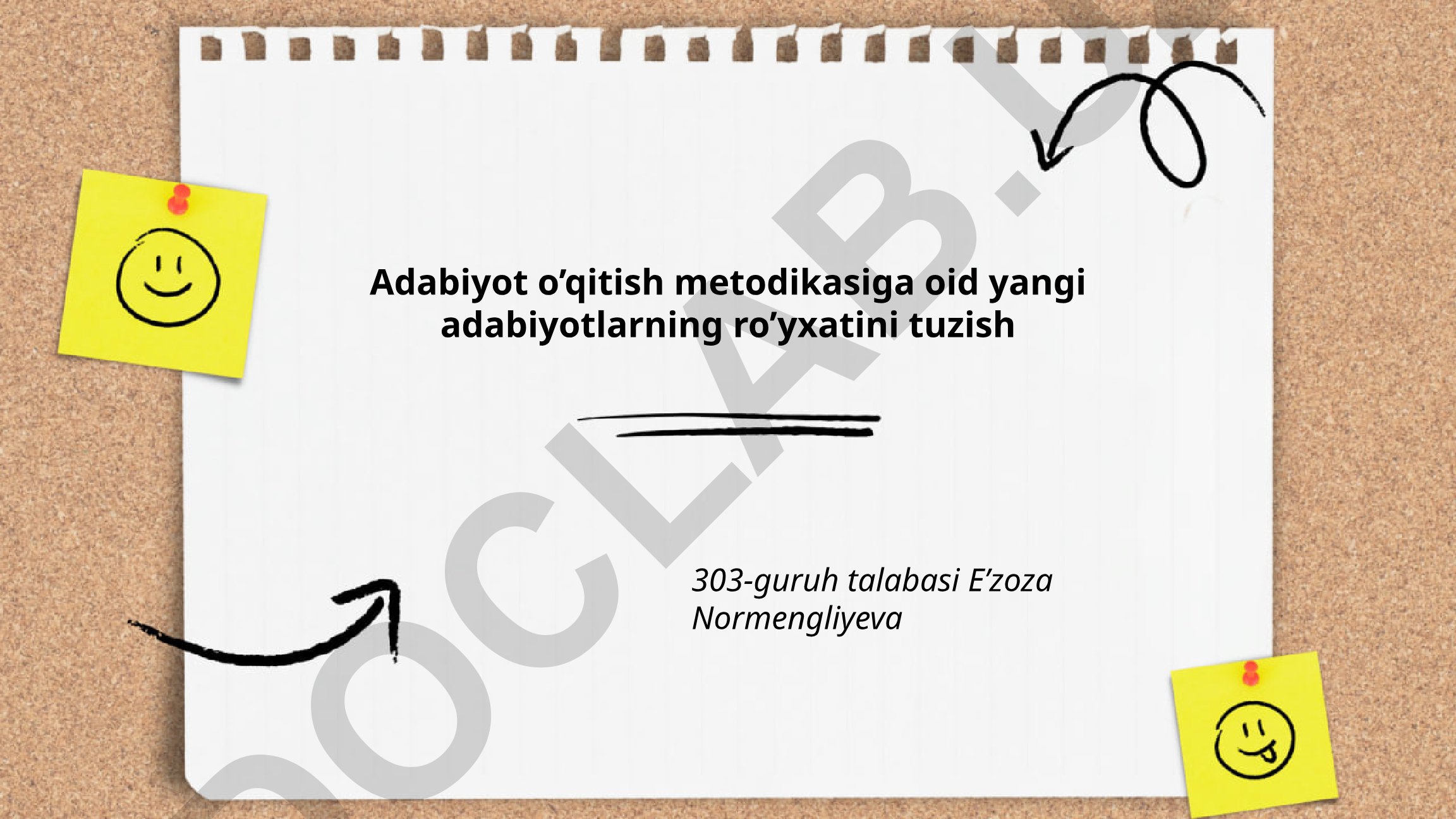 Adabiyot o'qitish metodikasiga oid yangi adabiyotlar ro'yxati