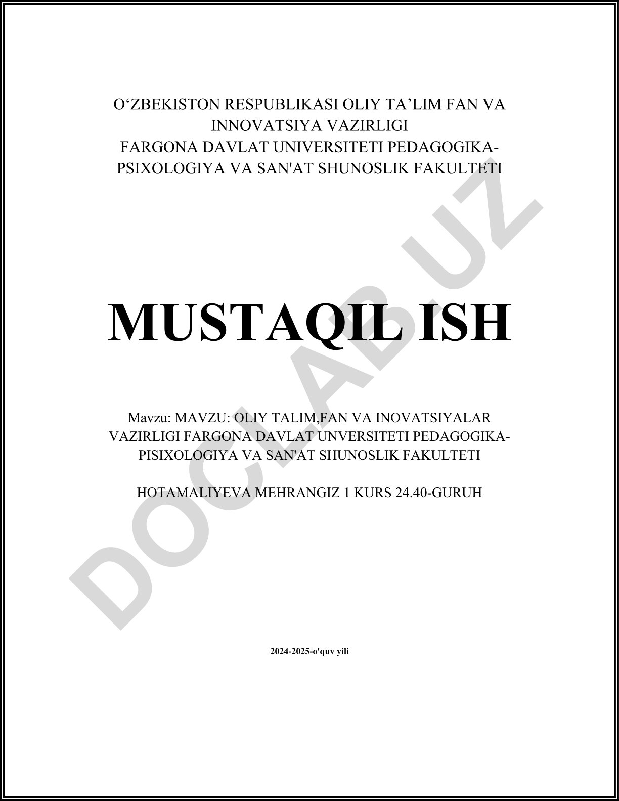 Oliy ta'lim tizimidagi islohotlar, Farg'ona davlat universiteti tarixi va pedagogika-psixologiya masalalari