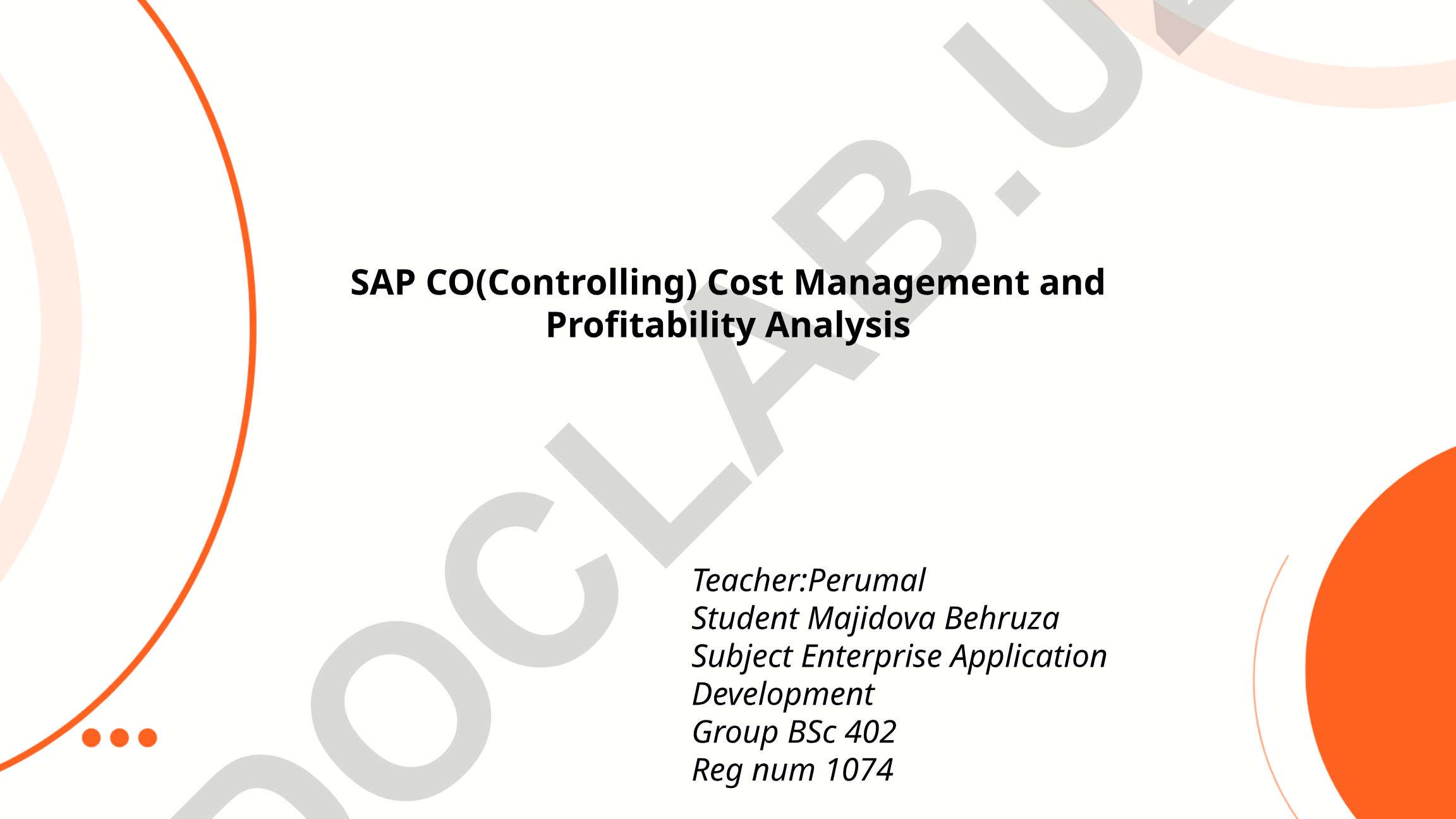 SAP CO Cost Management and Profitability Analysis
