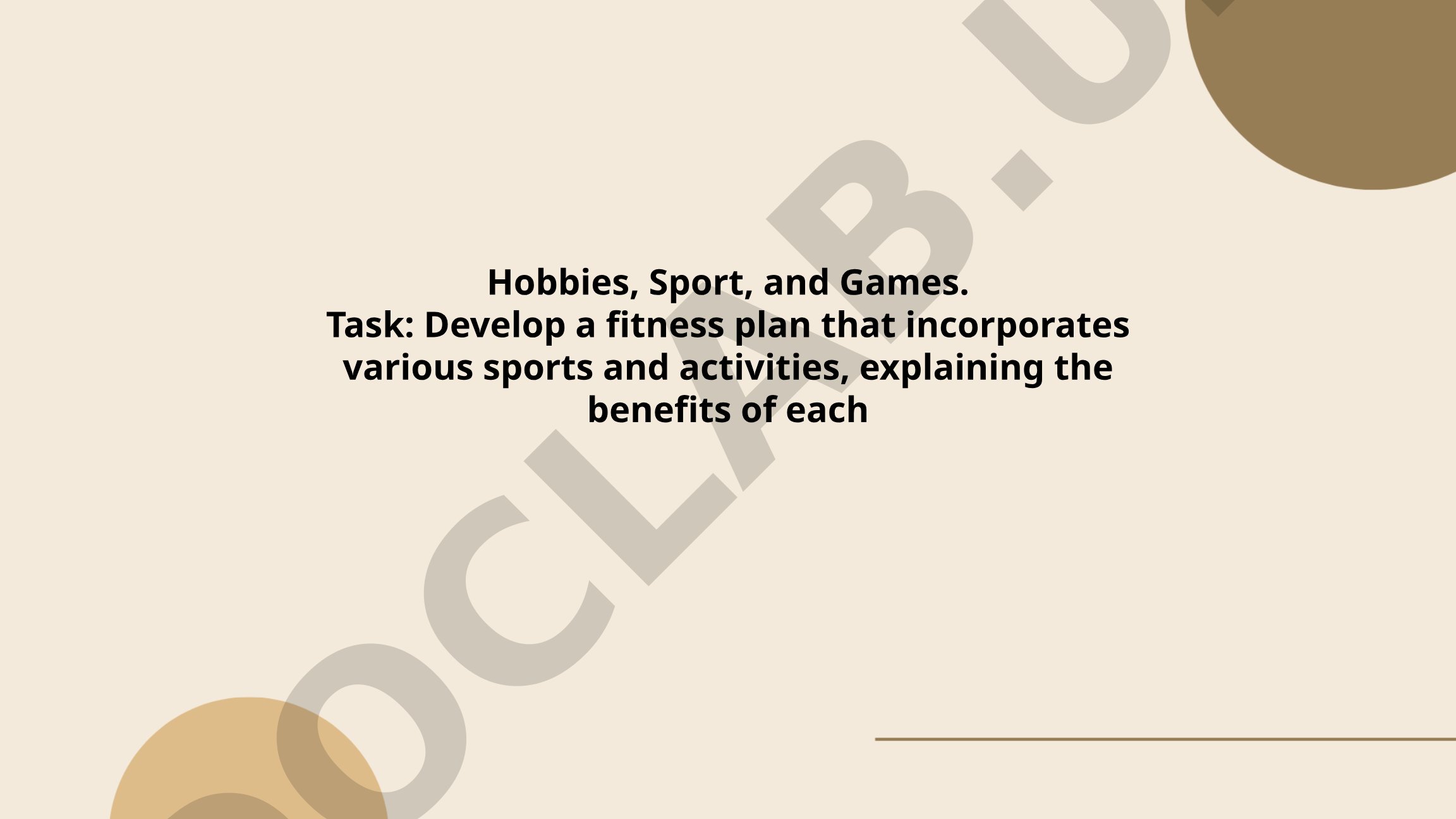 Fitness Plan Incorporating Various Sports and Activities