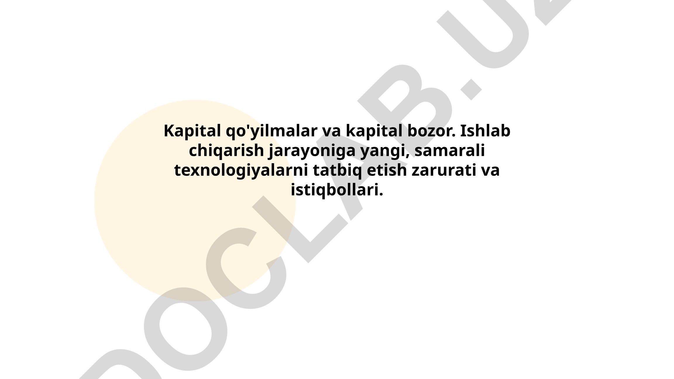 Kapital qo'yilmalar va kapital bozor