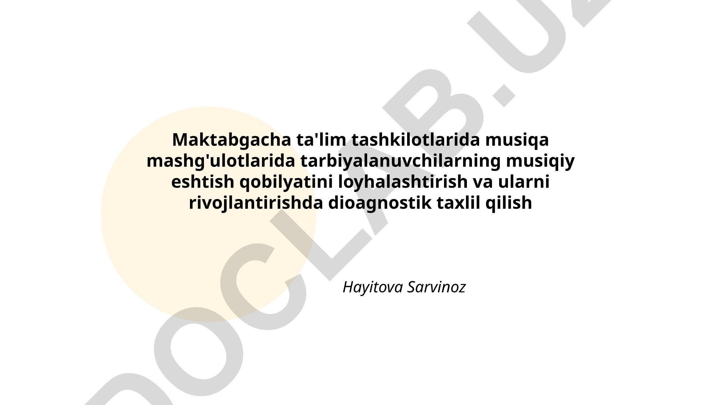 Maktabgacha ta'limda musiqiy eshitish qobiliyatini loyihalashtirish va rivojlantirish