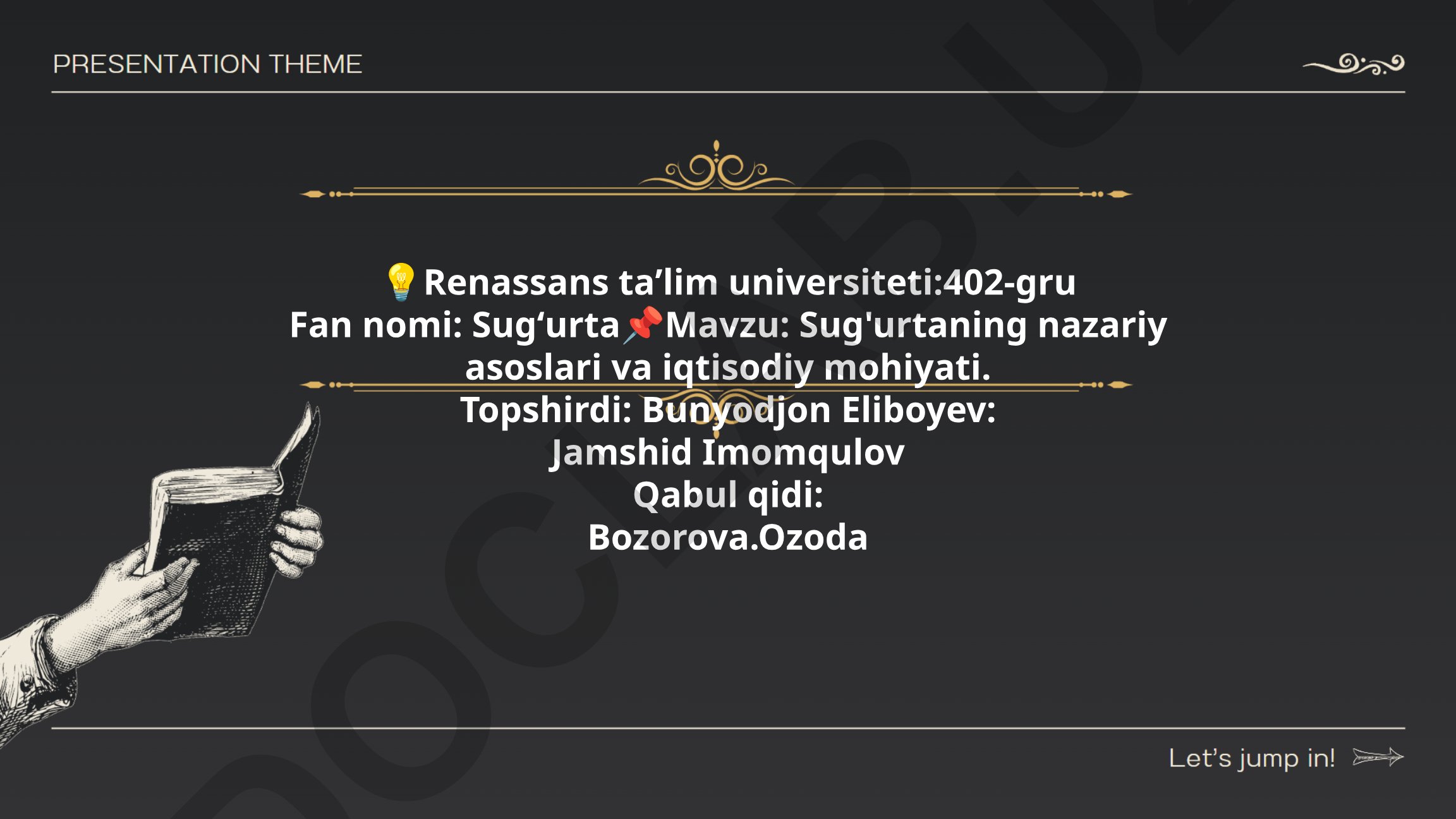 Sug'urtaning nazariy asoslari va iqtisodiy mohiyati